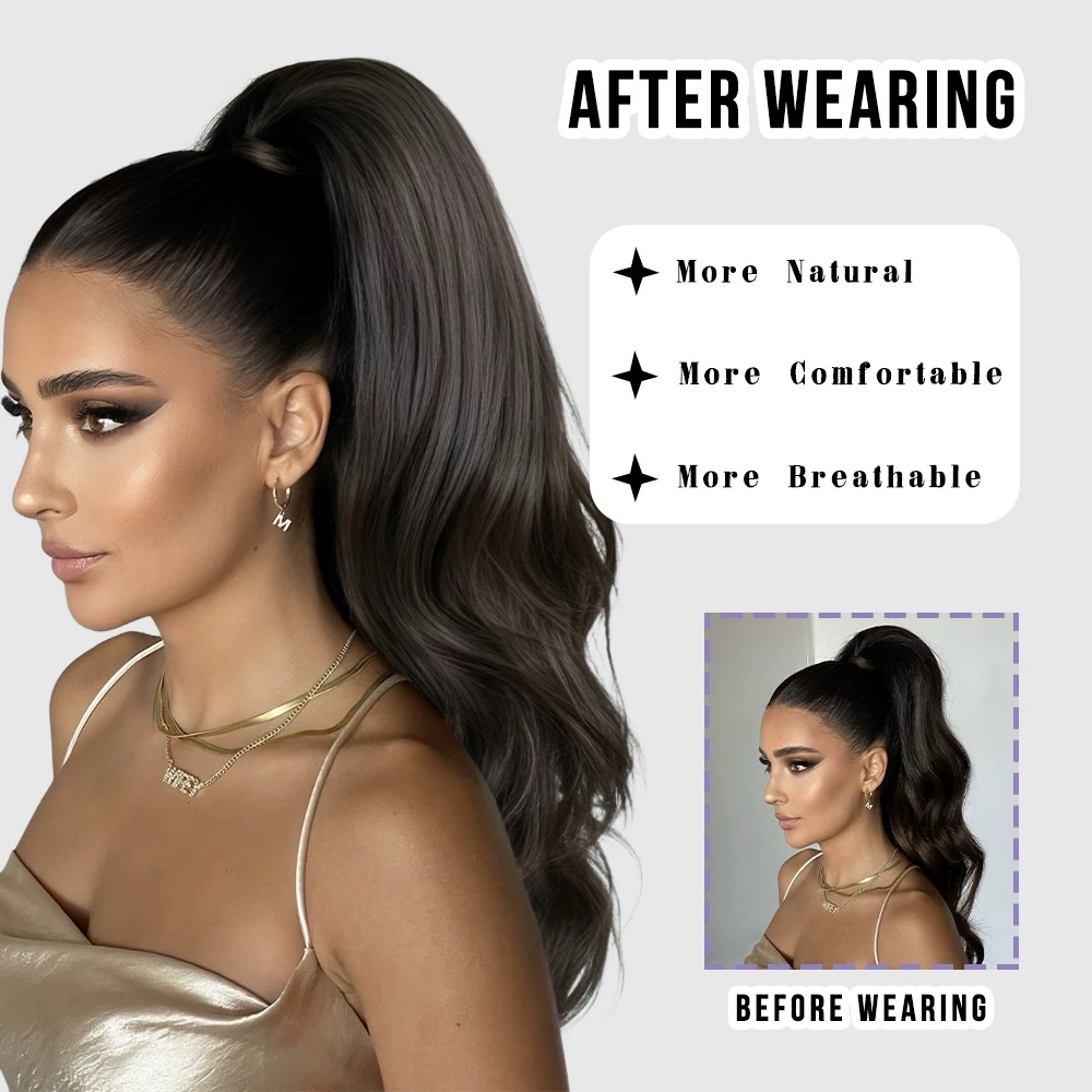 Long Wavy Brown Hair – Natural Looking Long Wave Style in Brown Color