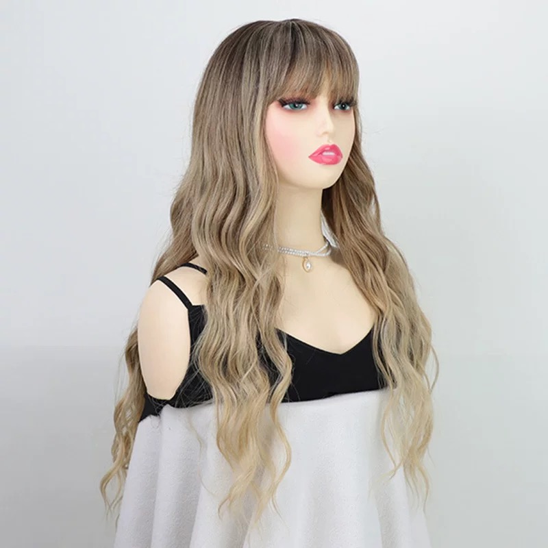 Golden Long Curly Hair Wig – Natural Volume, Soft Texture & Elegant Shine
