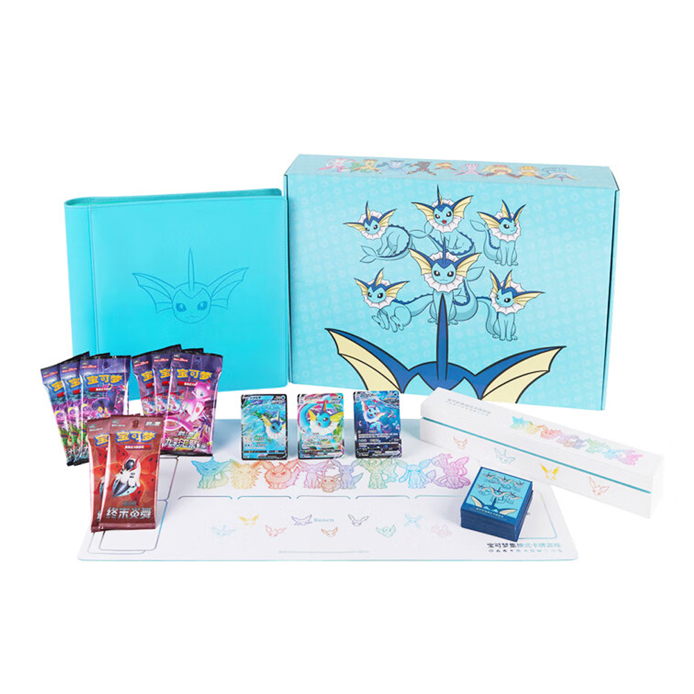 Pokémon TCG Simplified Chinese Eevee Advanced Gift Box- Vaporeon Exclusive Full-Art VMAX + Play Accessories + Booster Packs Factory Sealed