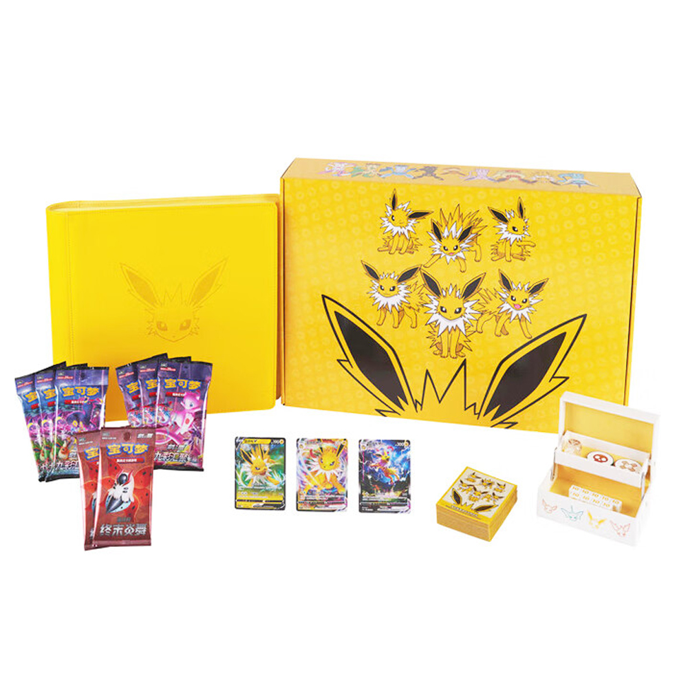 Pokémon TCG Simplified Chinese Eevee Advanced Gift Box - Jolteon Exclusive Full-Art VMAX + Play Accessories + Booster Packs Factory Sealed