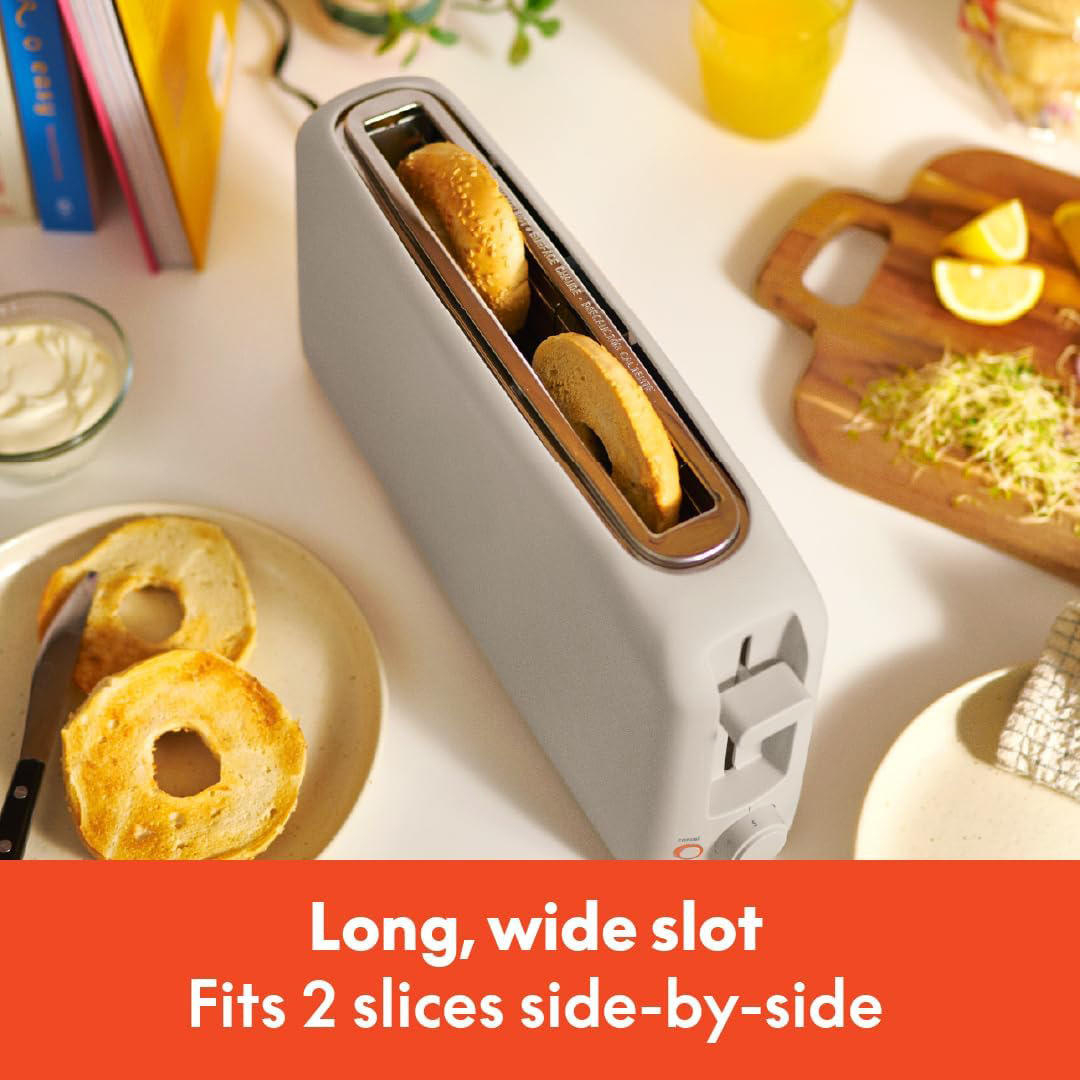 Extra Long Slot 2-Slice Toaster with Adjustable Browning Control