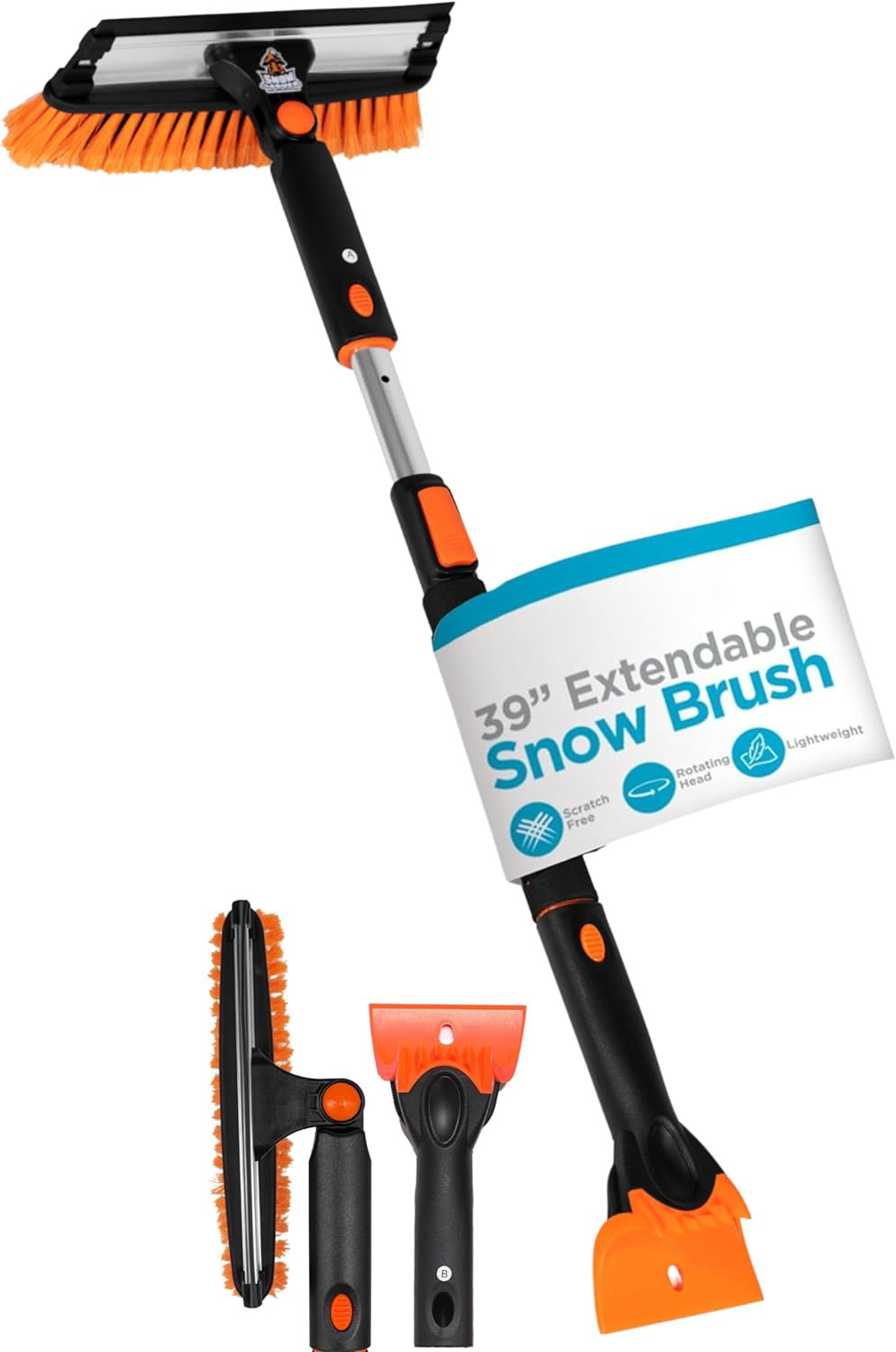 Retractable Snow Brush and Ice Scraper, 2-in-1 Detachable Winter Car Cleaning Tool