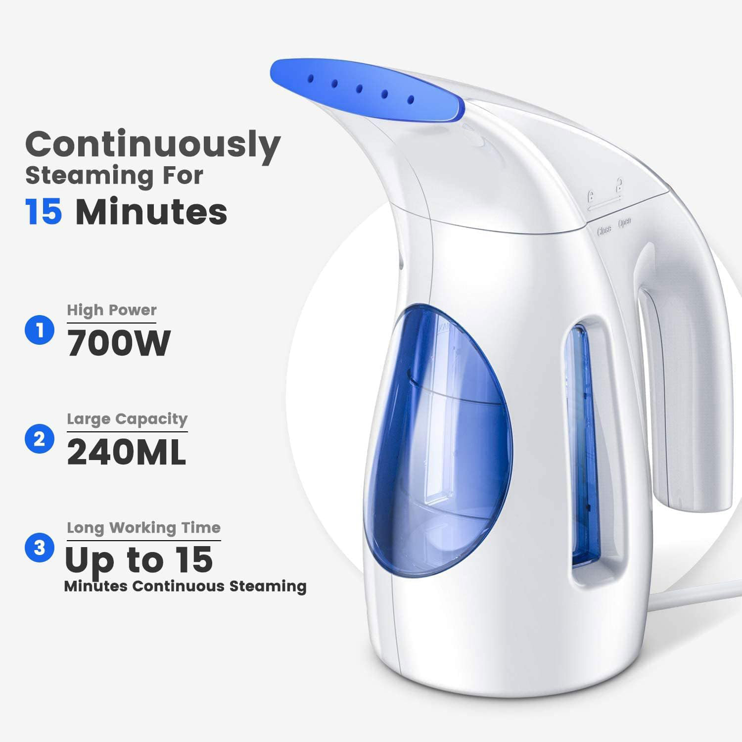 Portable Handheld Garment Steamer, 700W Fast Heat-Up Fabric Steamer for Travel & Home