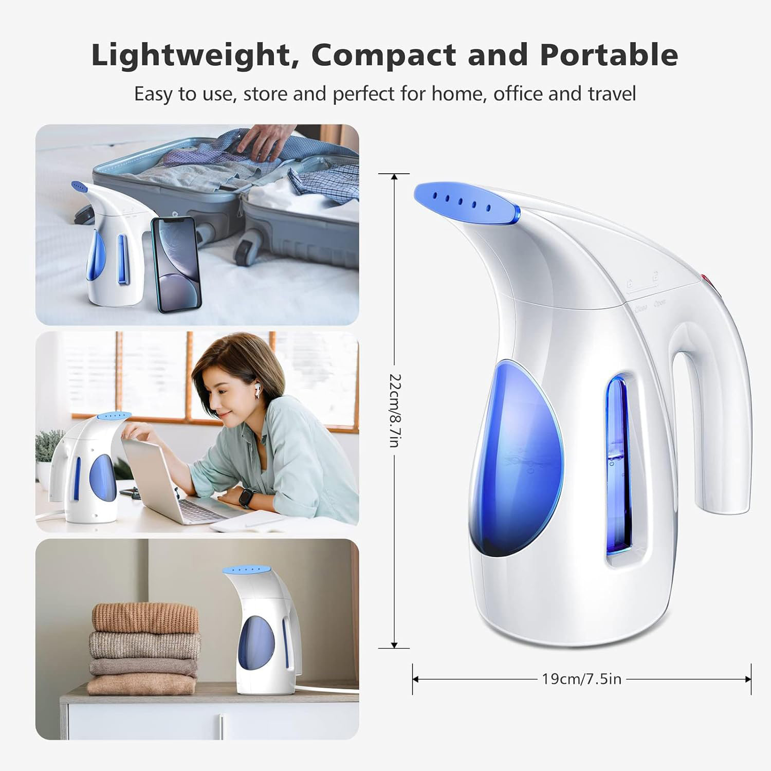 Portable Handheld Garment Steamer, 700W Fast Heat-Up Fabric Steamer for Travel & Home