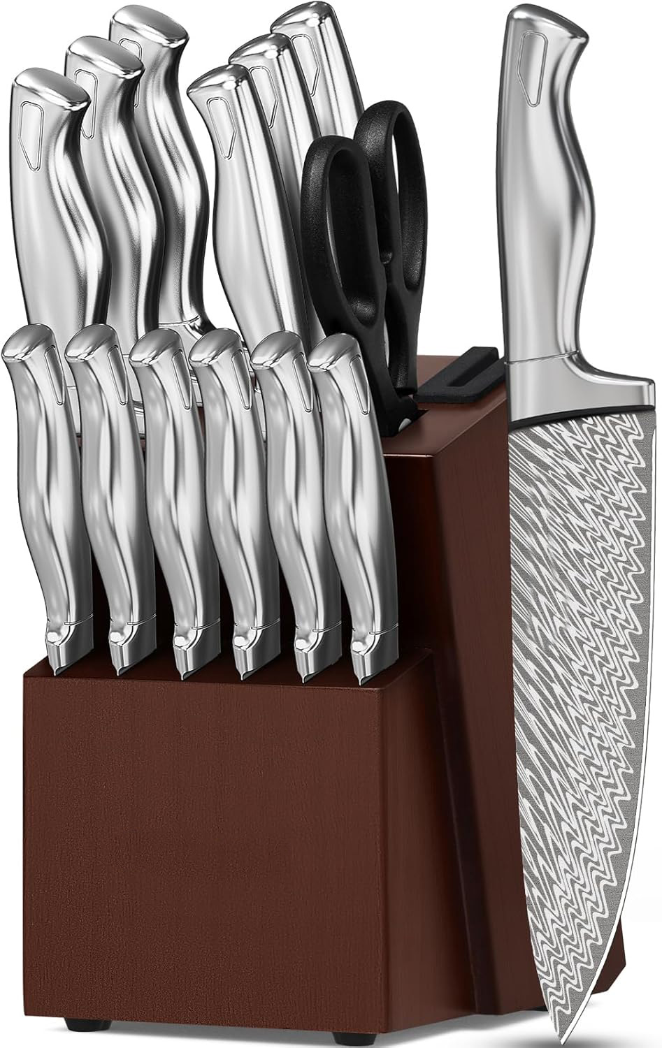 Premium Kitchen Knife Block Set with Built-In Sharpener