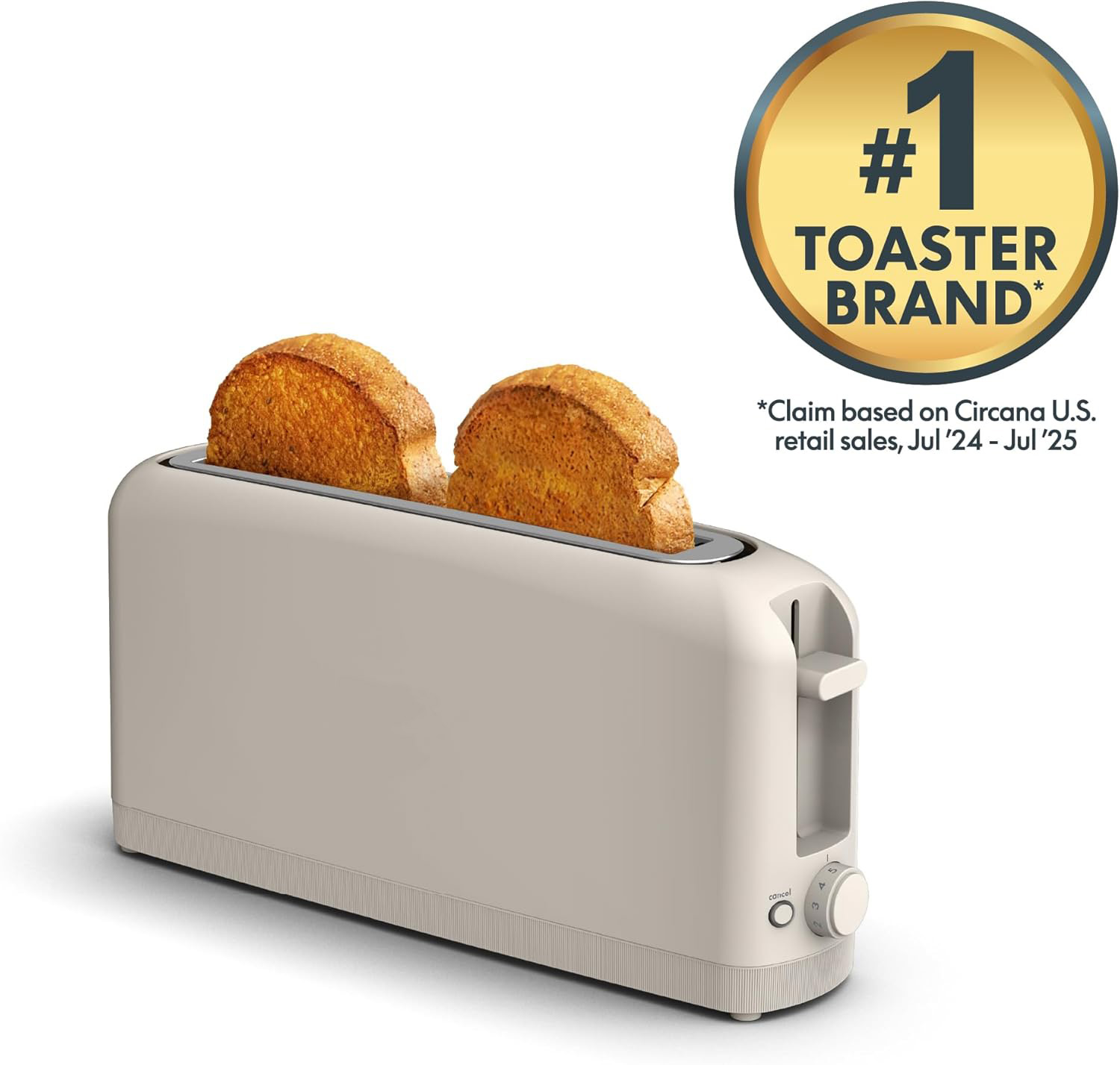 Extra Long Slot 2-Slice Toaster with Adjustable Browning Control