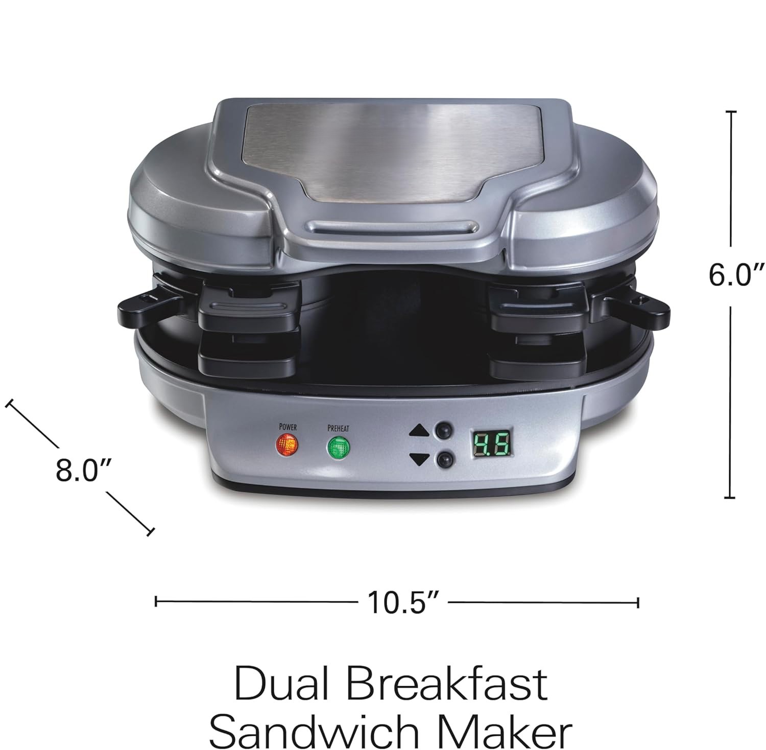 Dual Breakfast Sandwich Maker with Digital Timer & Non-Stick Plates