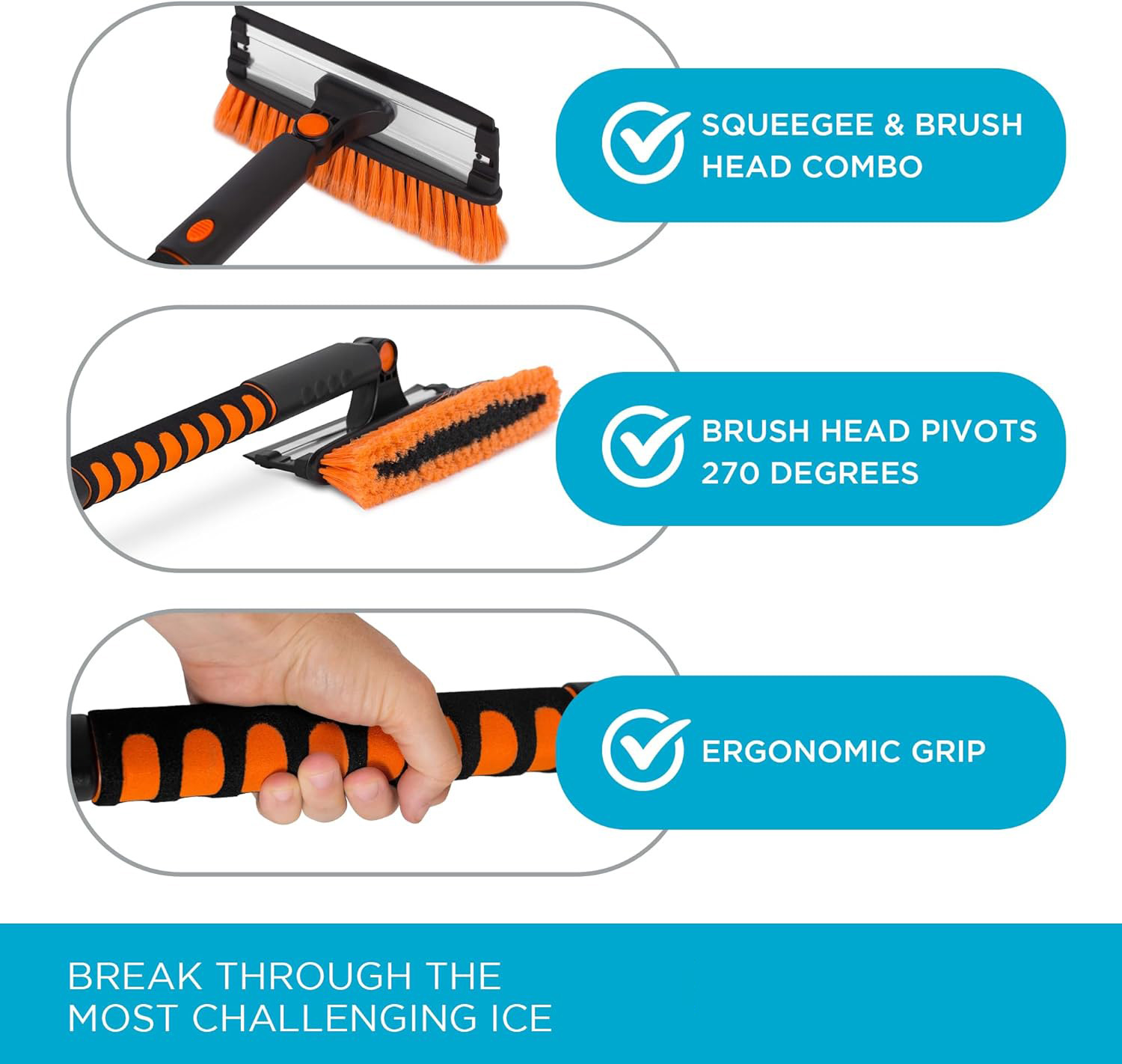 Retractable Snow Brush and Ice Scraper, 2-in-1 Detachable Winter Car Cleaning Tool