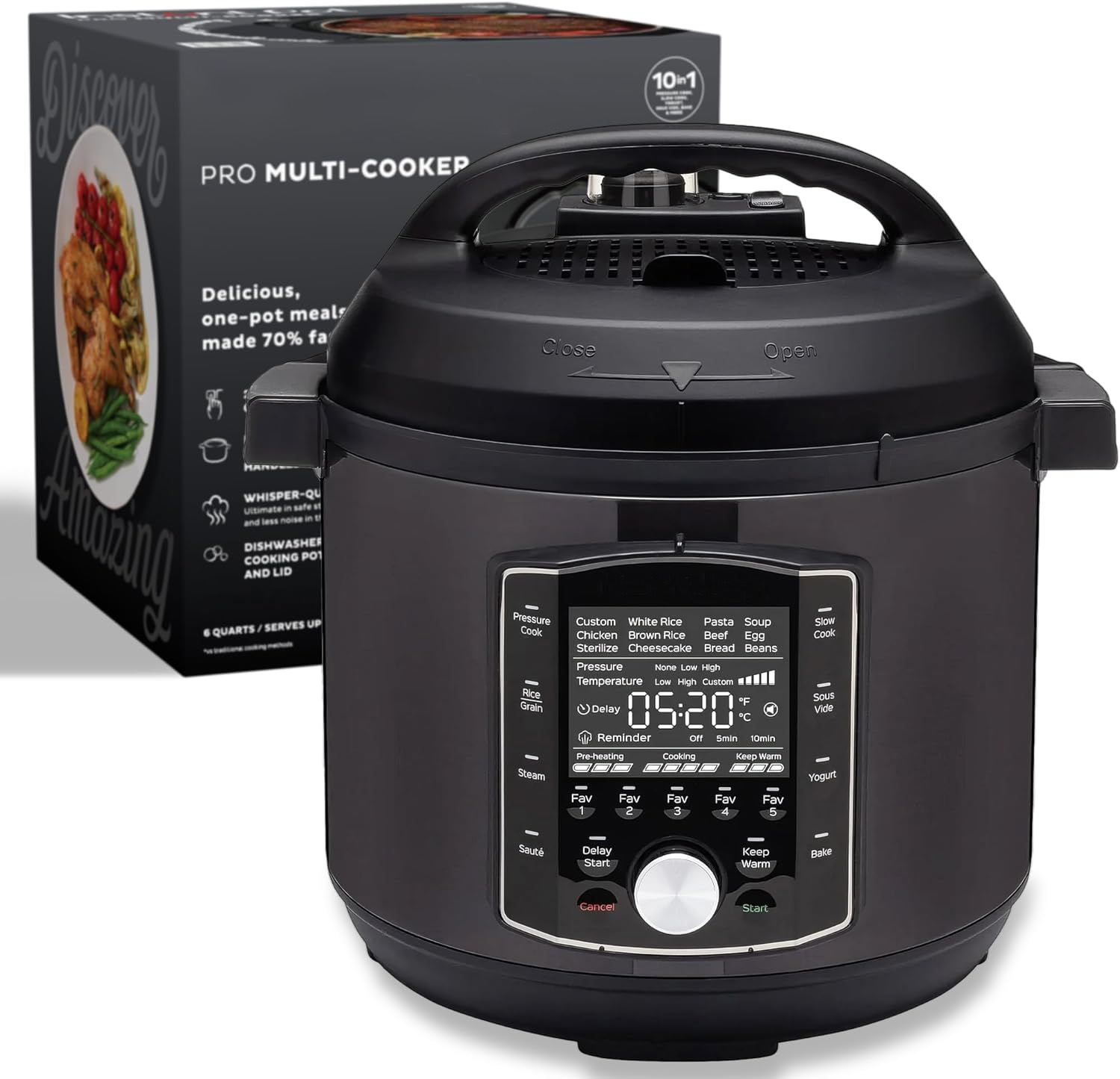 Pro Multi-Cooker, 6 Quart Programmable Pressure Cooker with One-Touch Presets