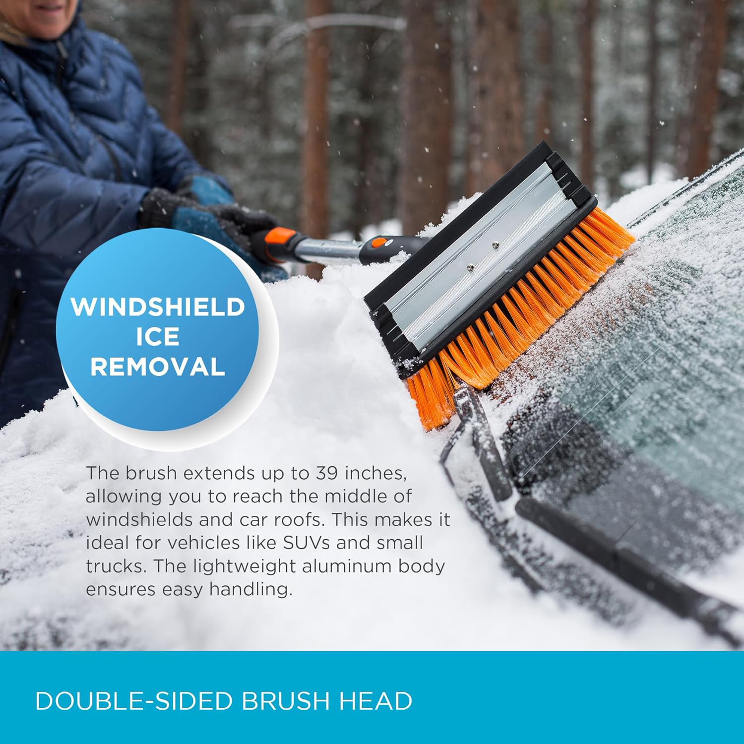 Retractable Snow Brush and Ice Scraper, 2-in-1 Detachable Winter Car Cleaning Tool
