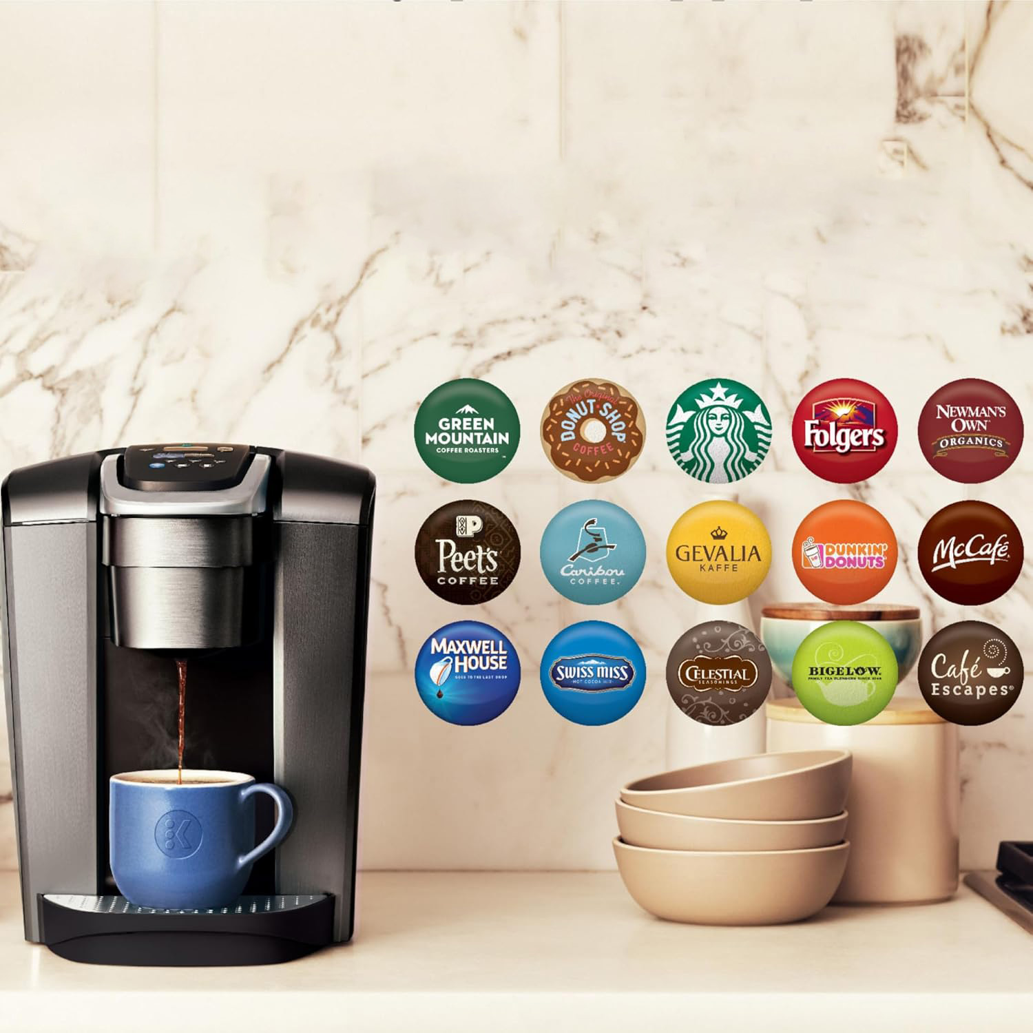 Single Serve Capsule Coffee Maker, Compatible with Pods