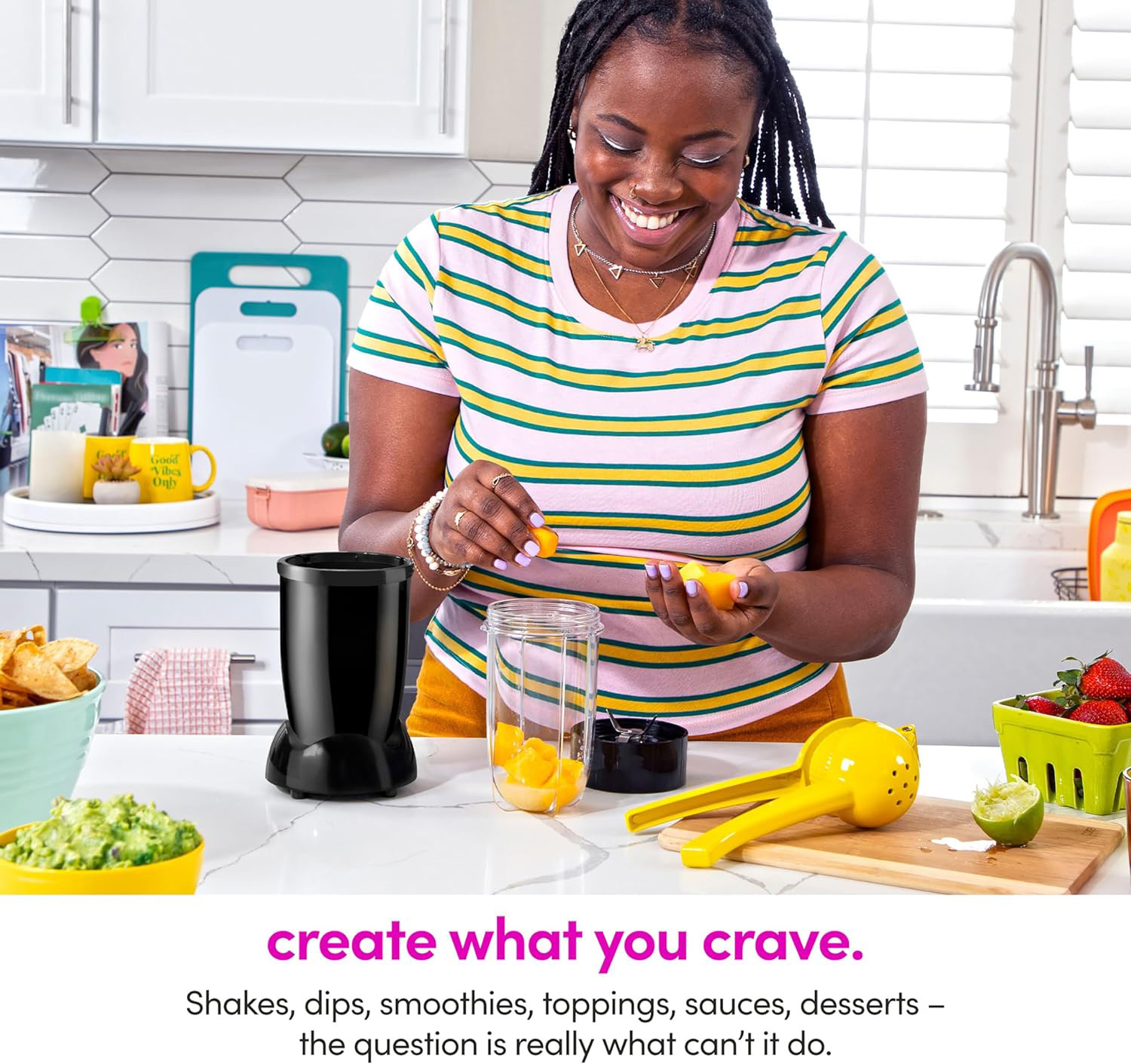 Personal Size Blender with To-Go Cups & Lids, Multi-Functional for Smoothies, Shakes, and Food Prep