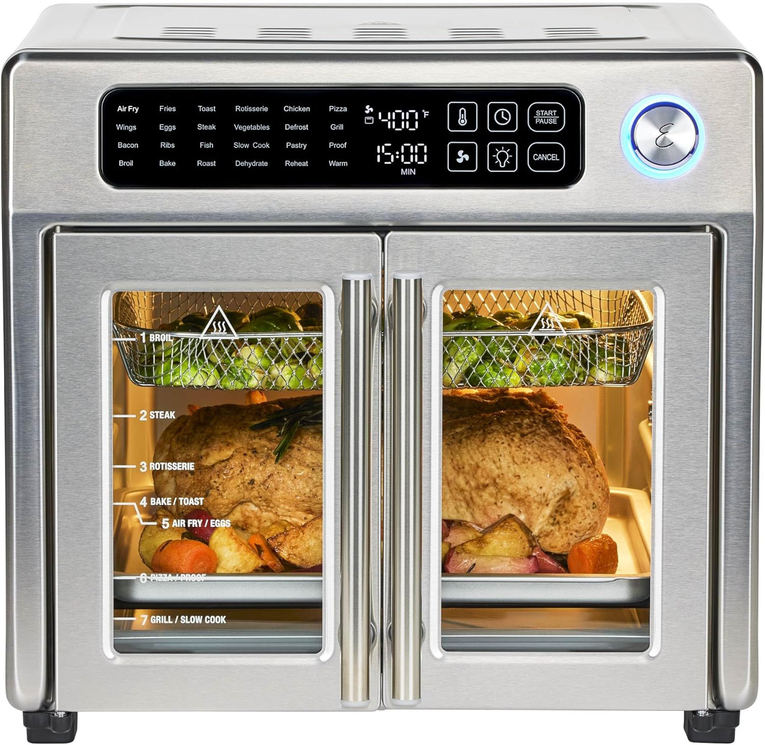 Door Air Fryer Oven Combo, 21-in-1 Countertop Convection Oven with Rotisserie & Dehydrator