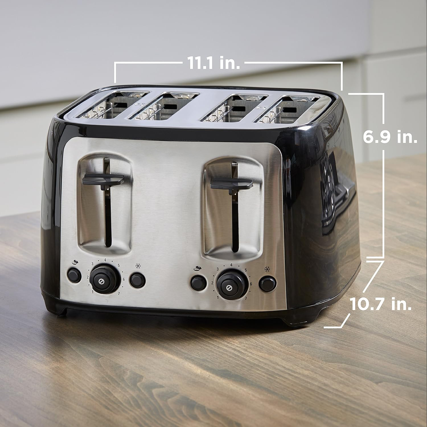 4-Slice Dual-Control Toaster with Independent Browning Settings & Bagel Function