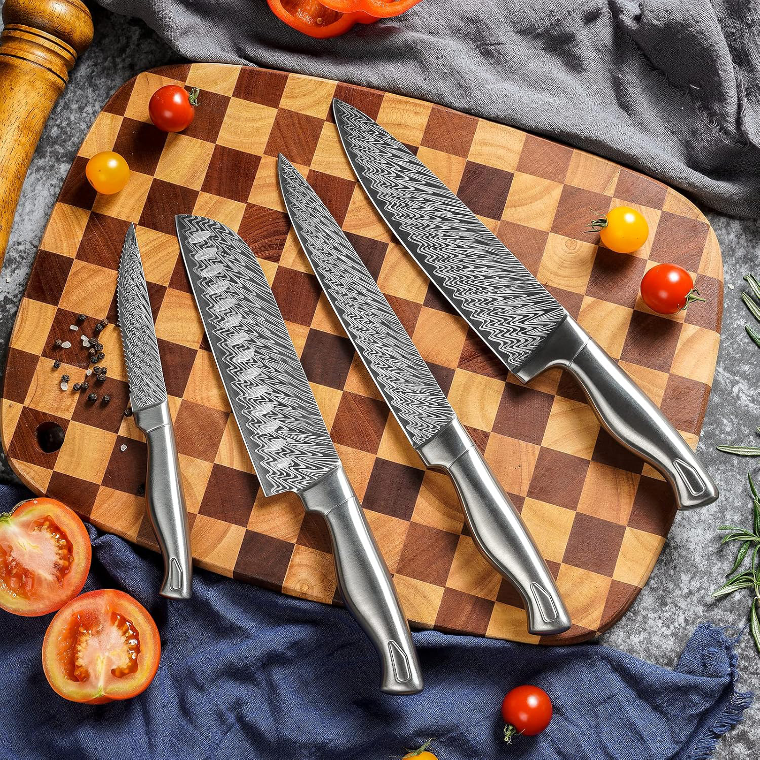 Premium Kitchen Knife Block Set with Built-In Sharpener