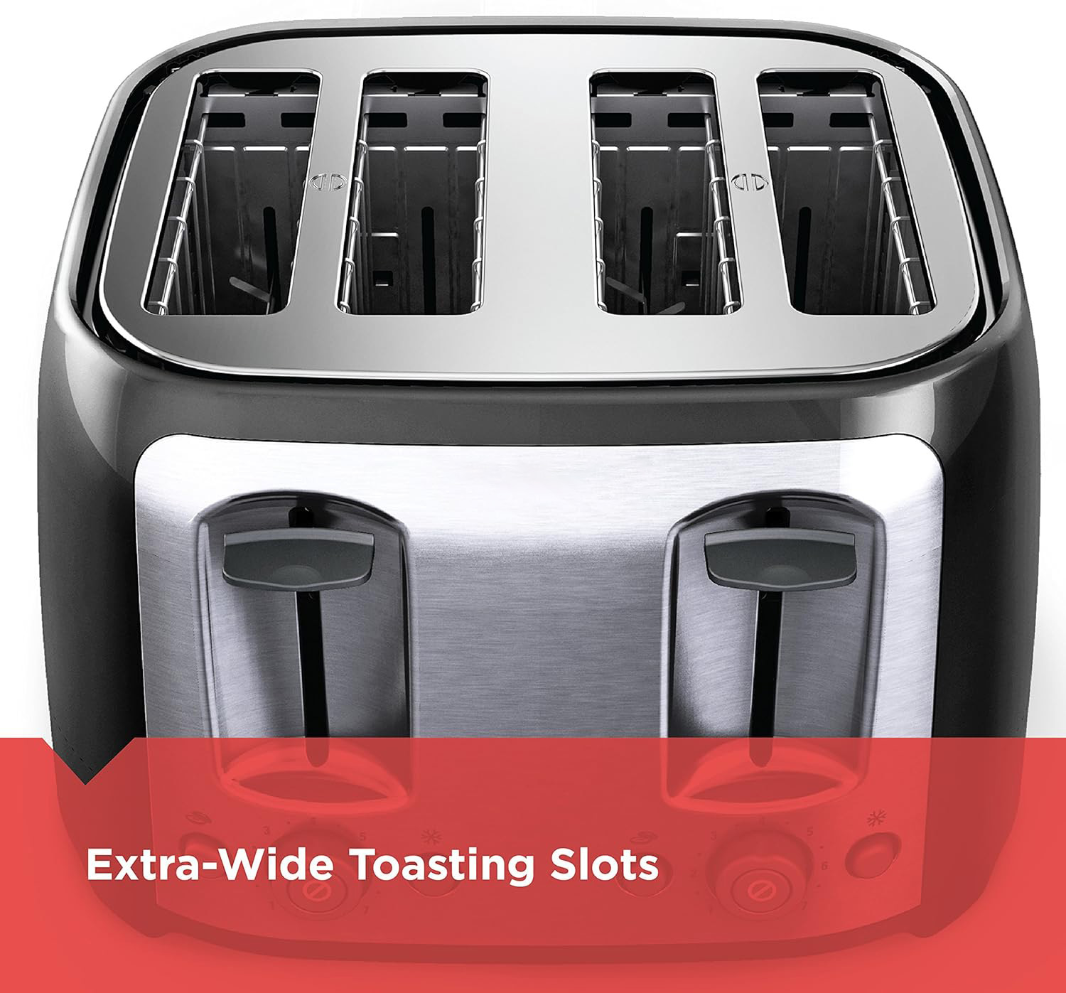 4-Slice Dual-Control Toaster with Independent Browning Settings & Bagel Function