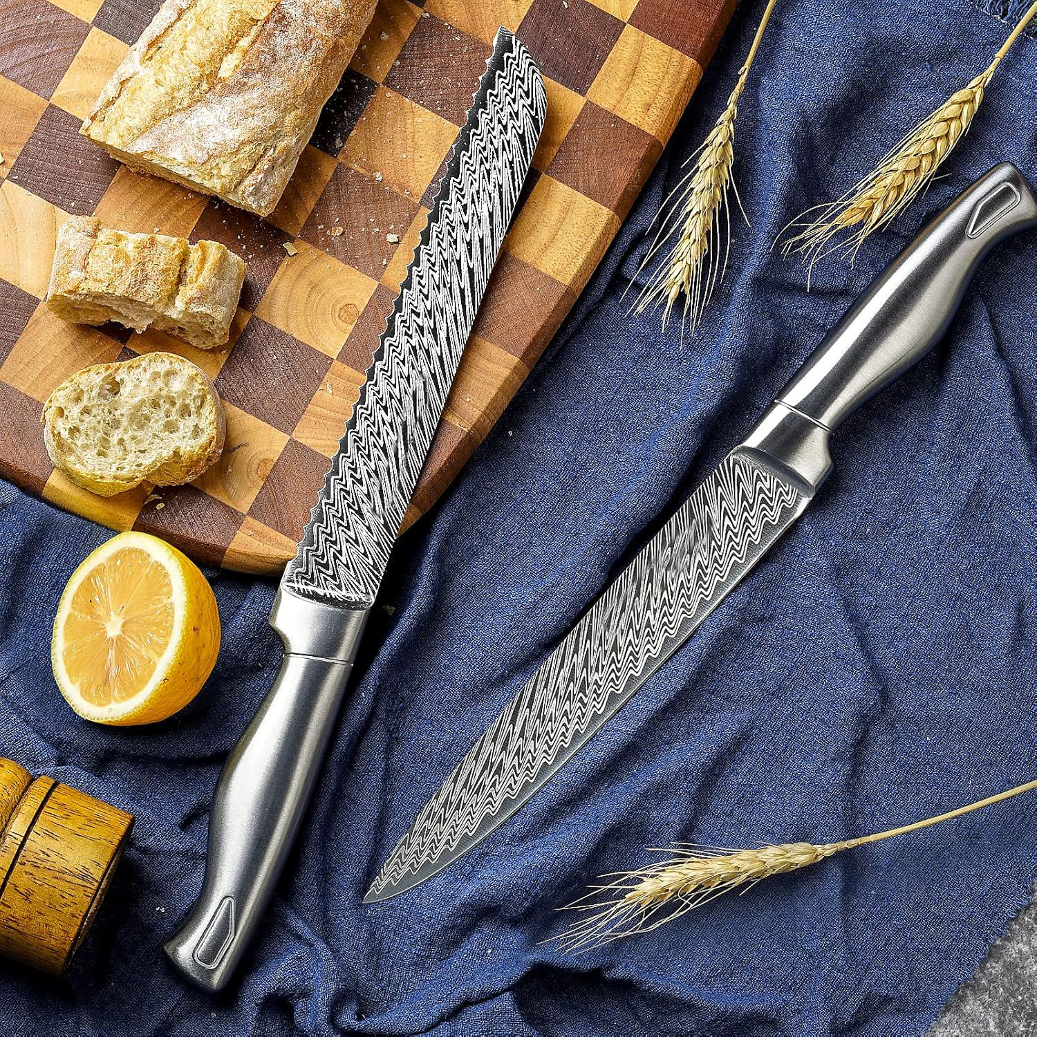 Premium Kitchen Knife Block Set with Built-In Sharpener