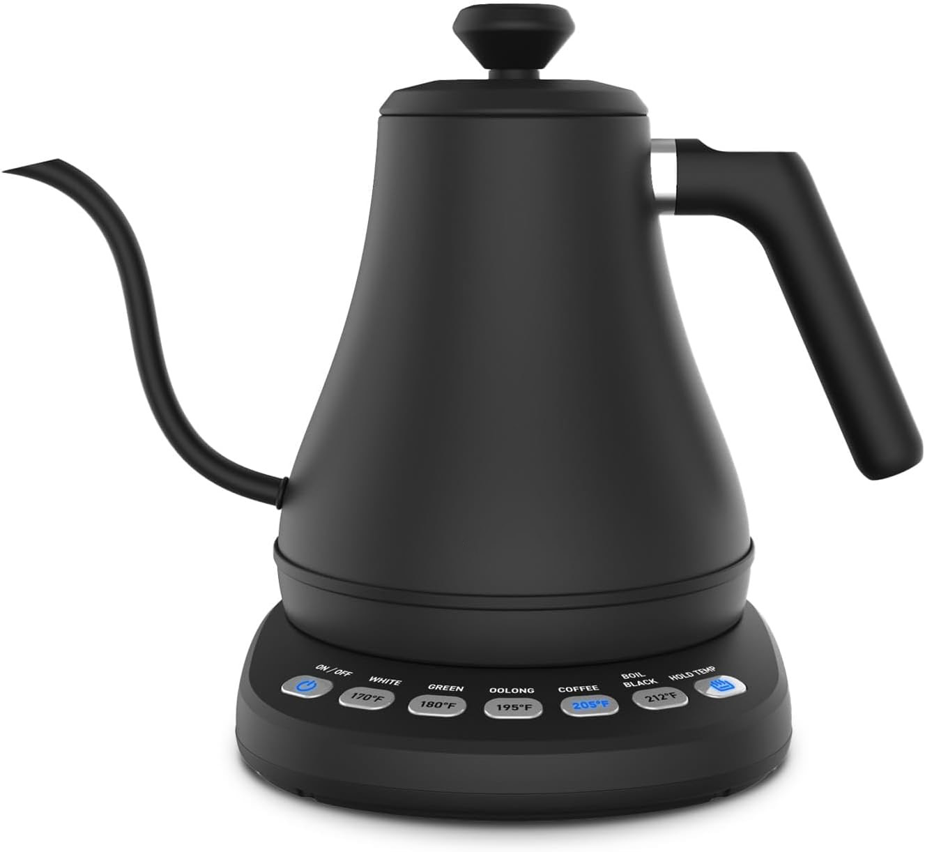 Electric Gooseneck Kettle with Temperature Control, 1.0L Matte Black Stainless Steel Pour Over Coffee & Tea Kettle