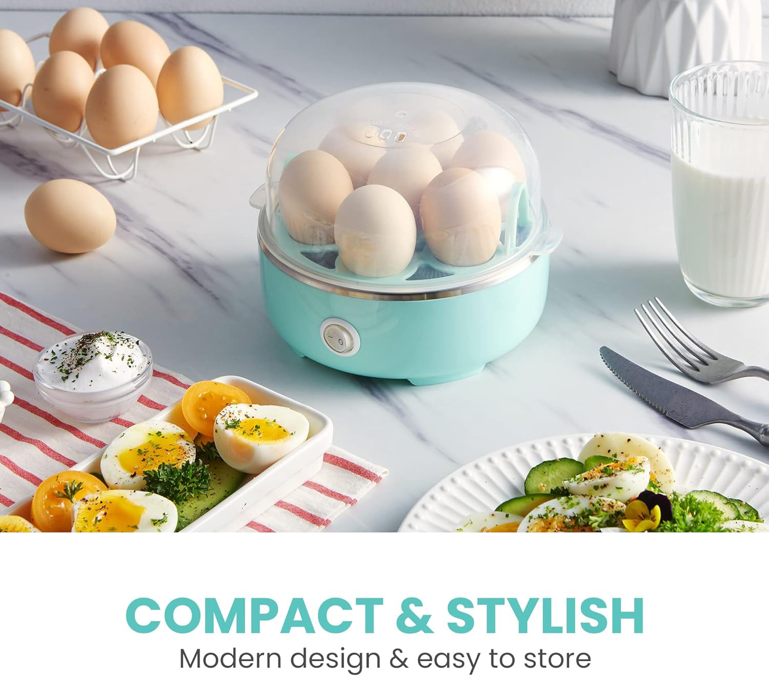 7-Egg Capacity Electric Egg Cooker, Rapid Boiler with Auto Shut-Off, BPA-Free for Soft, Medium, Hard Boiled Eggs