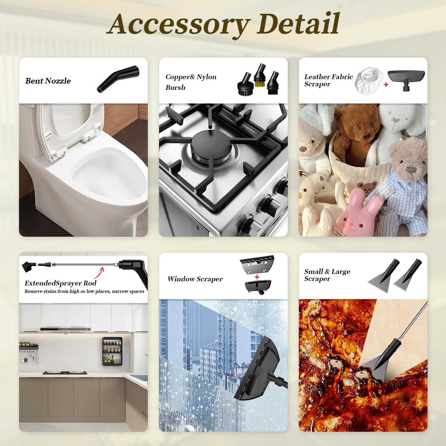 High-Pressure Steam Cleaner, 1600W Portable Handheld Steamer with 14 Accessories, Multipurpose for Home, Kitchen, Bathroom, and Car