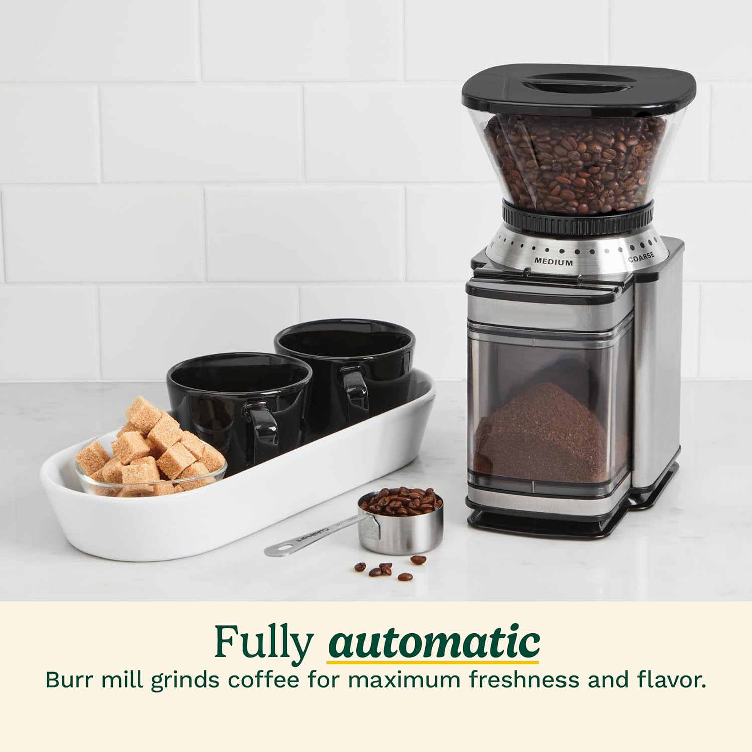 Conical Burr Coffee Grinder, 18 Grind Settings for Espresso, Pour Over, and French Press, Stainless Steel