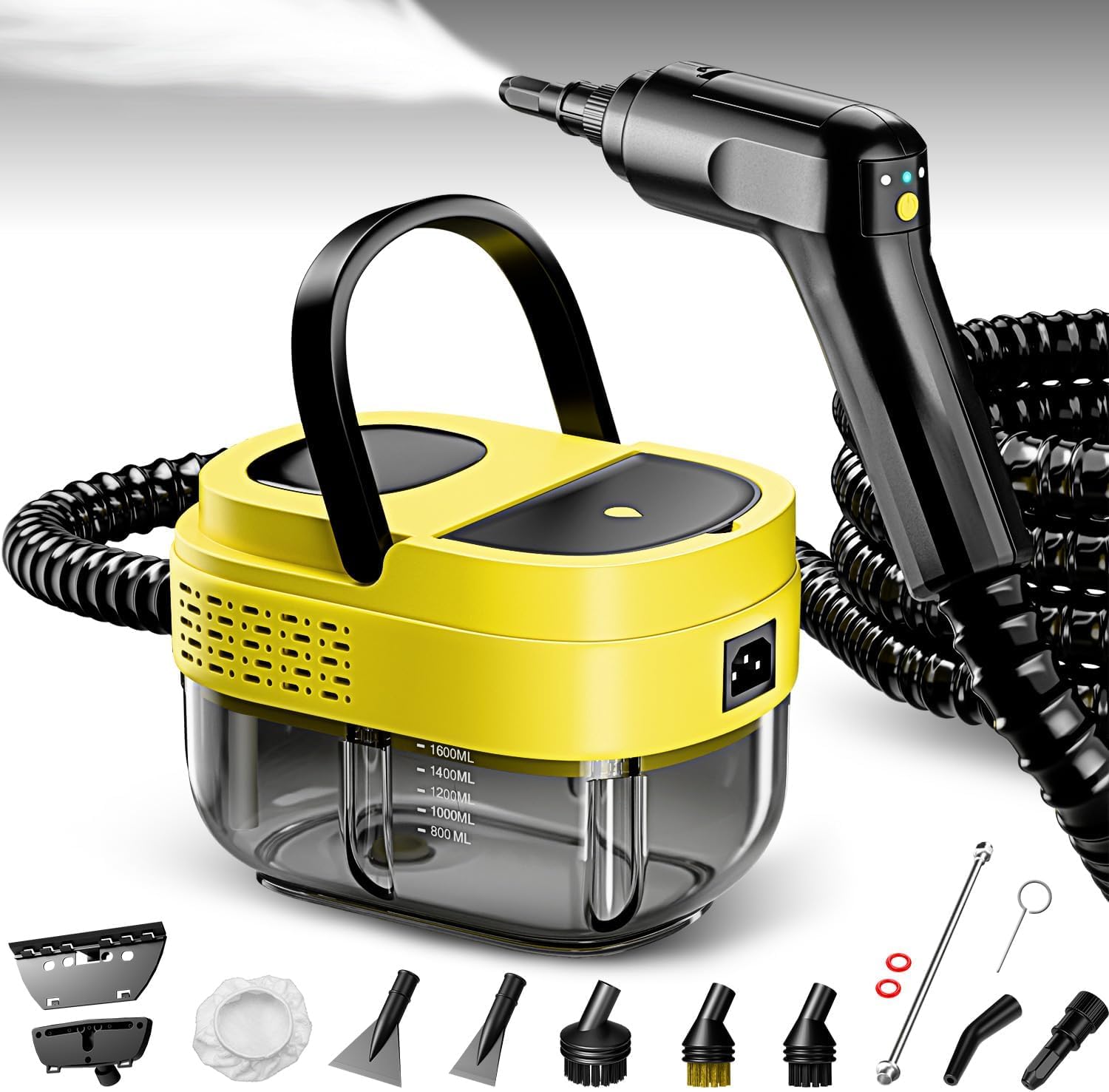 High-Pressure Steam Cleaner, 1600W Portable Handheld Steamer with 14 Accessories, Multipurpose for Home, Kitchen, Bathroom, and Car