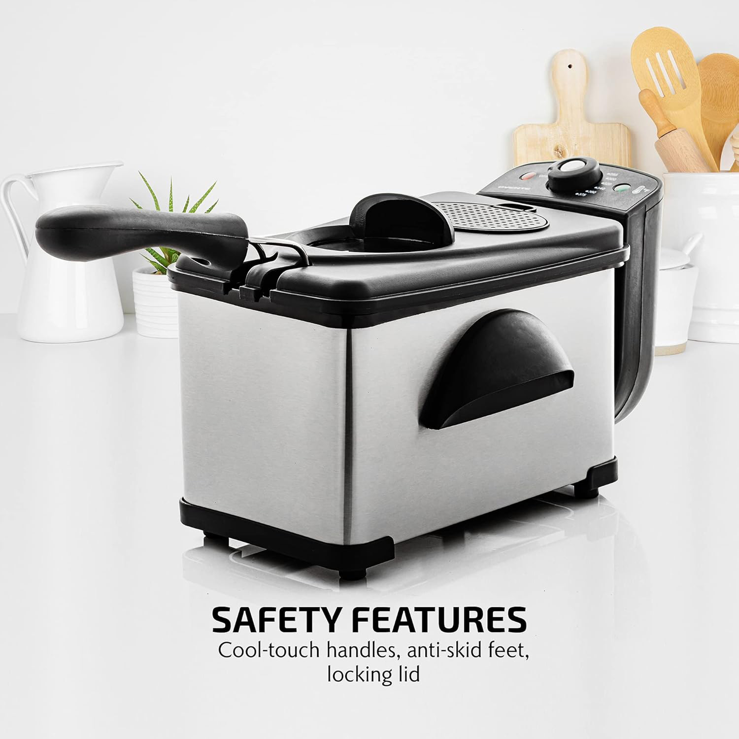 1.5L Electric Deep Fryer, Stainless Steel Fryer with Removable Basket & Adjustable Temperature Contro