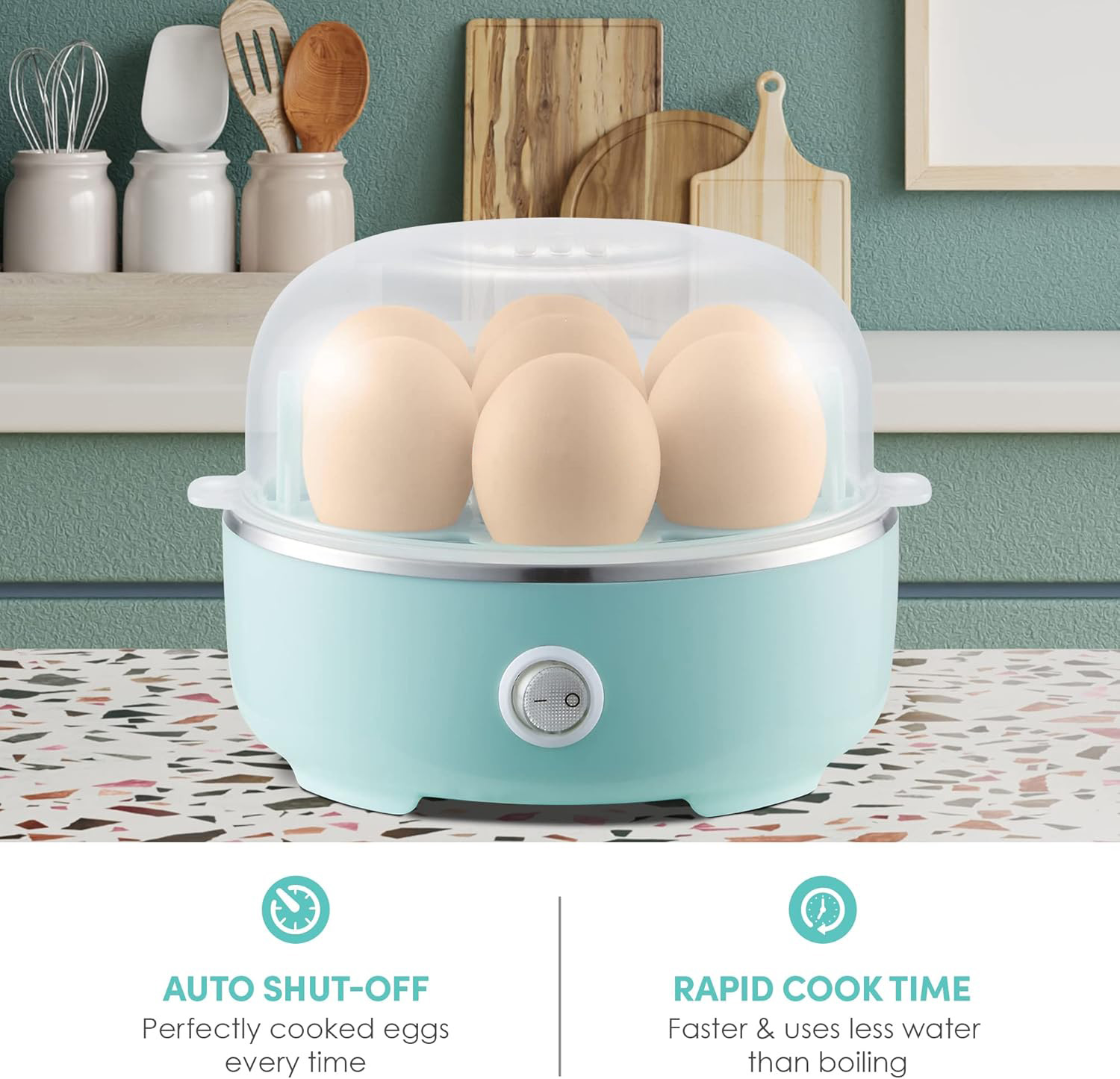 7-Egg Capacity Electric Egg Cooker, Rapid Boiler with Auto Shut-Off, BPA-Free for Soft, Medium, Hard Boiled Eggs
