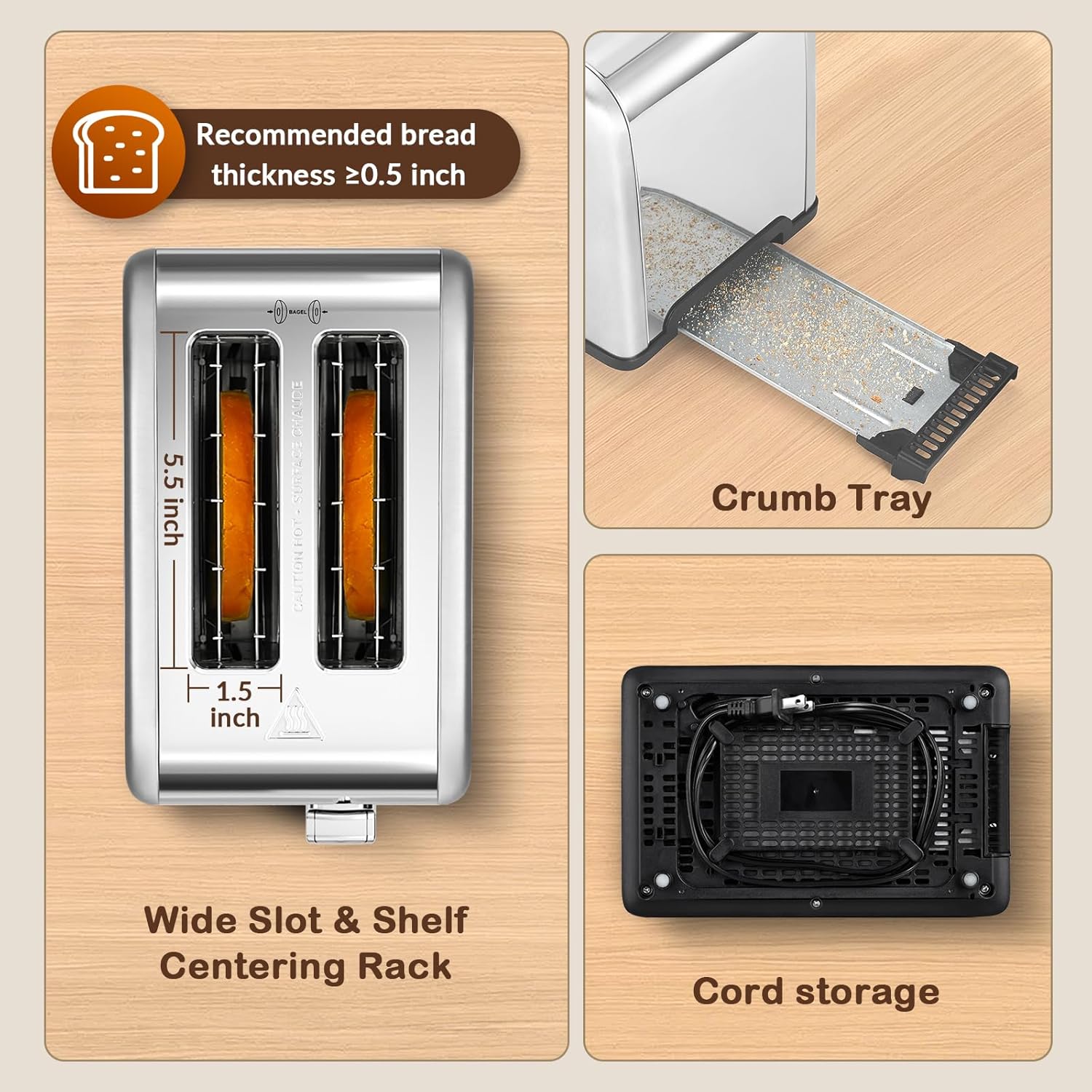 2-Slice Digital Stainless Steel Toaster, 12 Browning Settings with Presets for Bagel, Waffle & Gluten-Free Bread, LED Display
