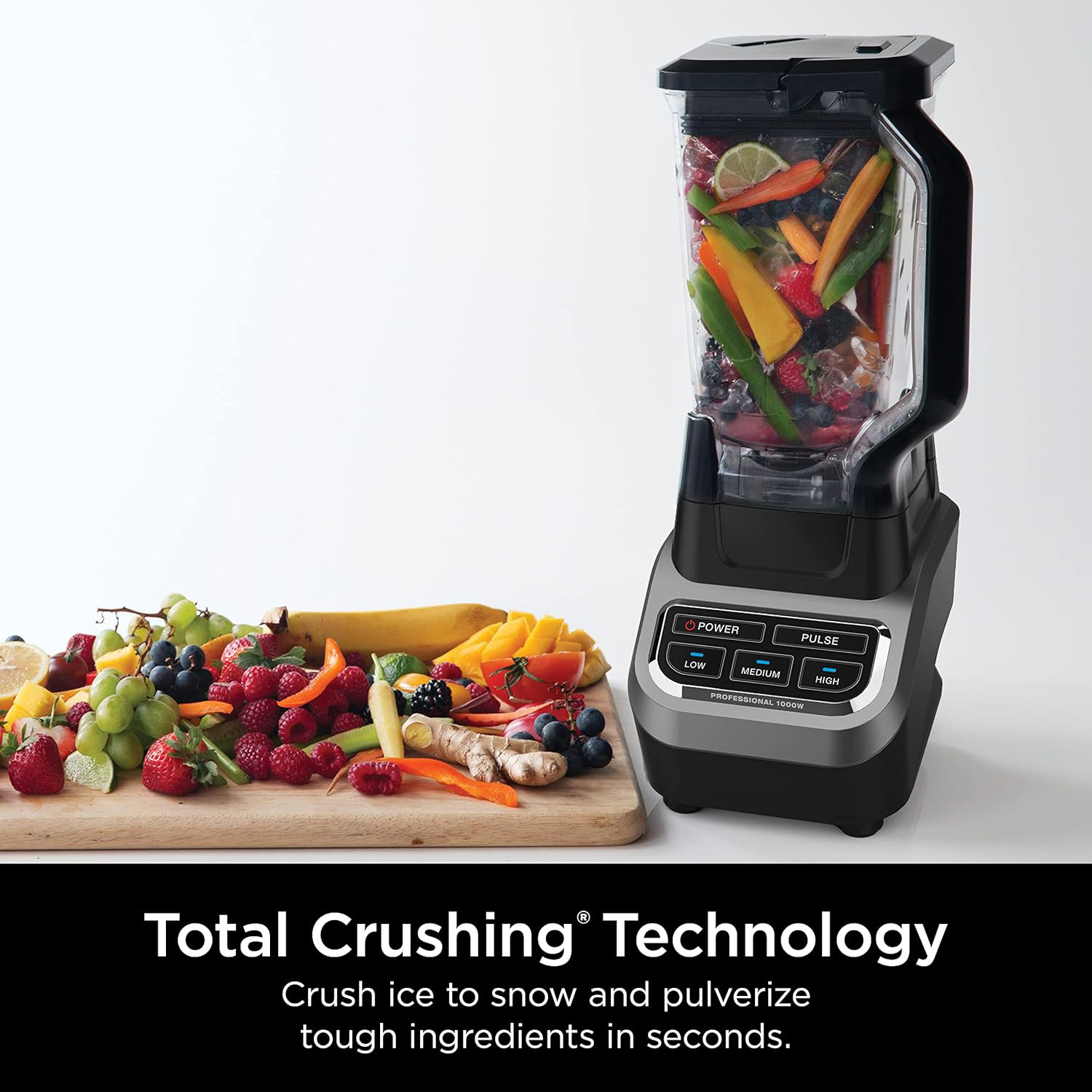 1000W Professional Blender, 72-Ounce Glass Jar, 3 Speed Settings with Pulse Function for Smoothies, Soups, and Frozen Drinks