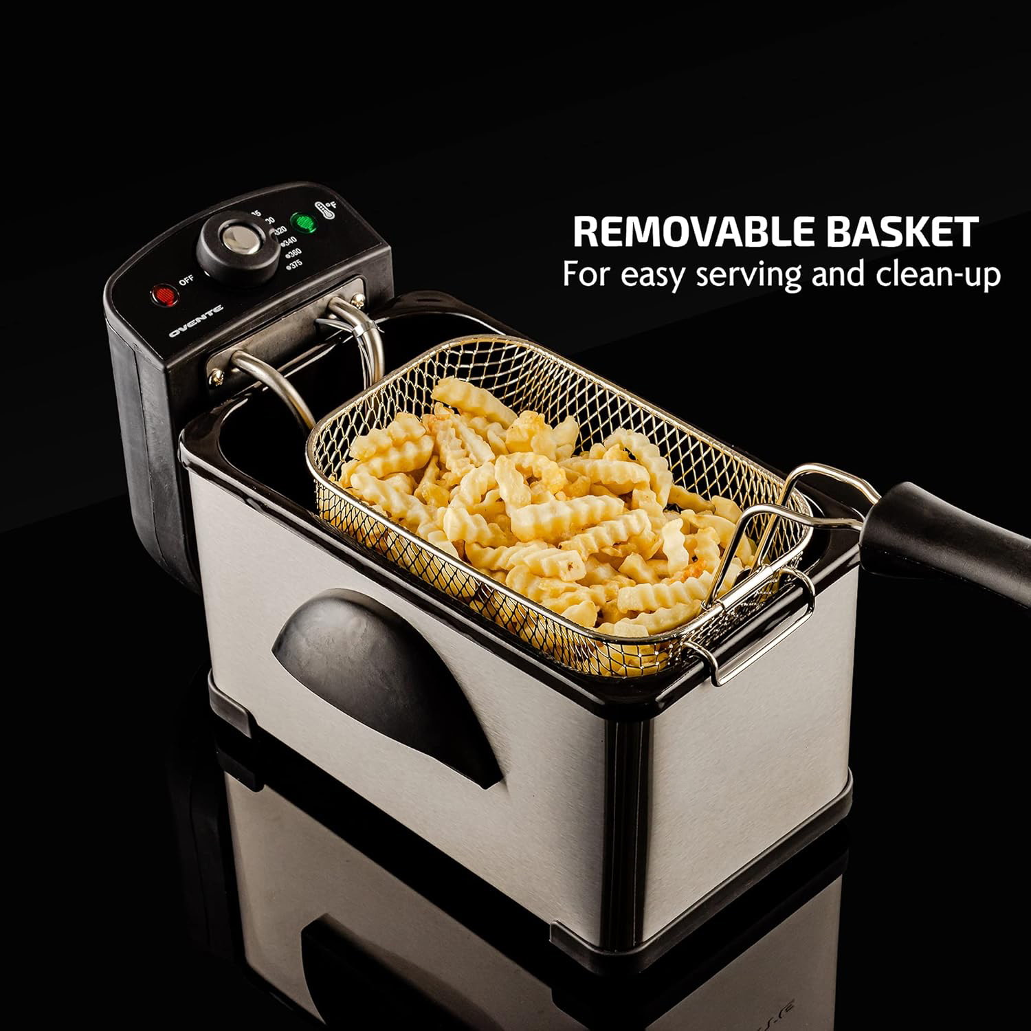 1.5L Electric Deep Fryer, Stainless Steel Fryer with Removable Basket & Adjustable Temperature Contro