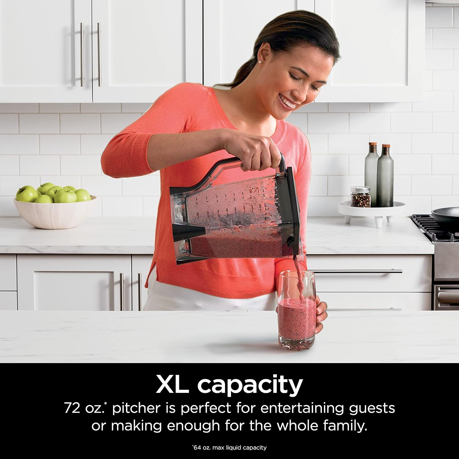 1000W Professional Blender, 72-Ounce Glass Jar, 3 Speed Settings with Pulse Function for Smoothies, Soups, and Frozen Drinks