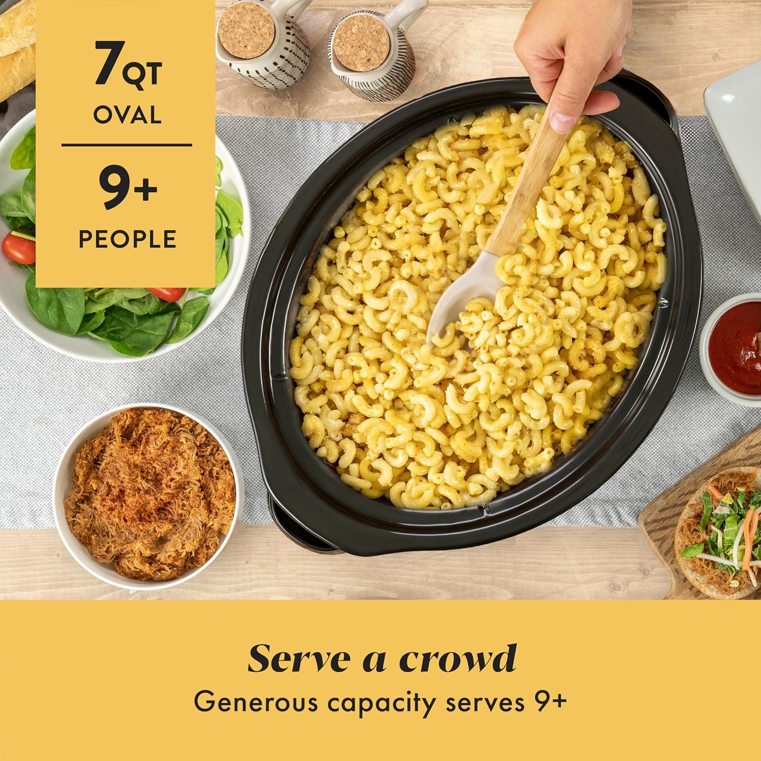 10-Quart Stainless Steel Slow Cooker, 3 Temperature Settings (Low/High/Warm) with Removable Stoneware Pot & Glass Lid