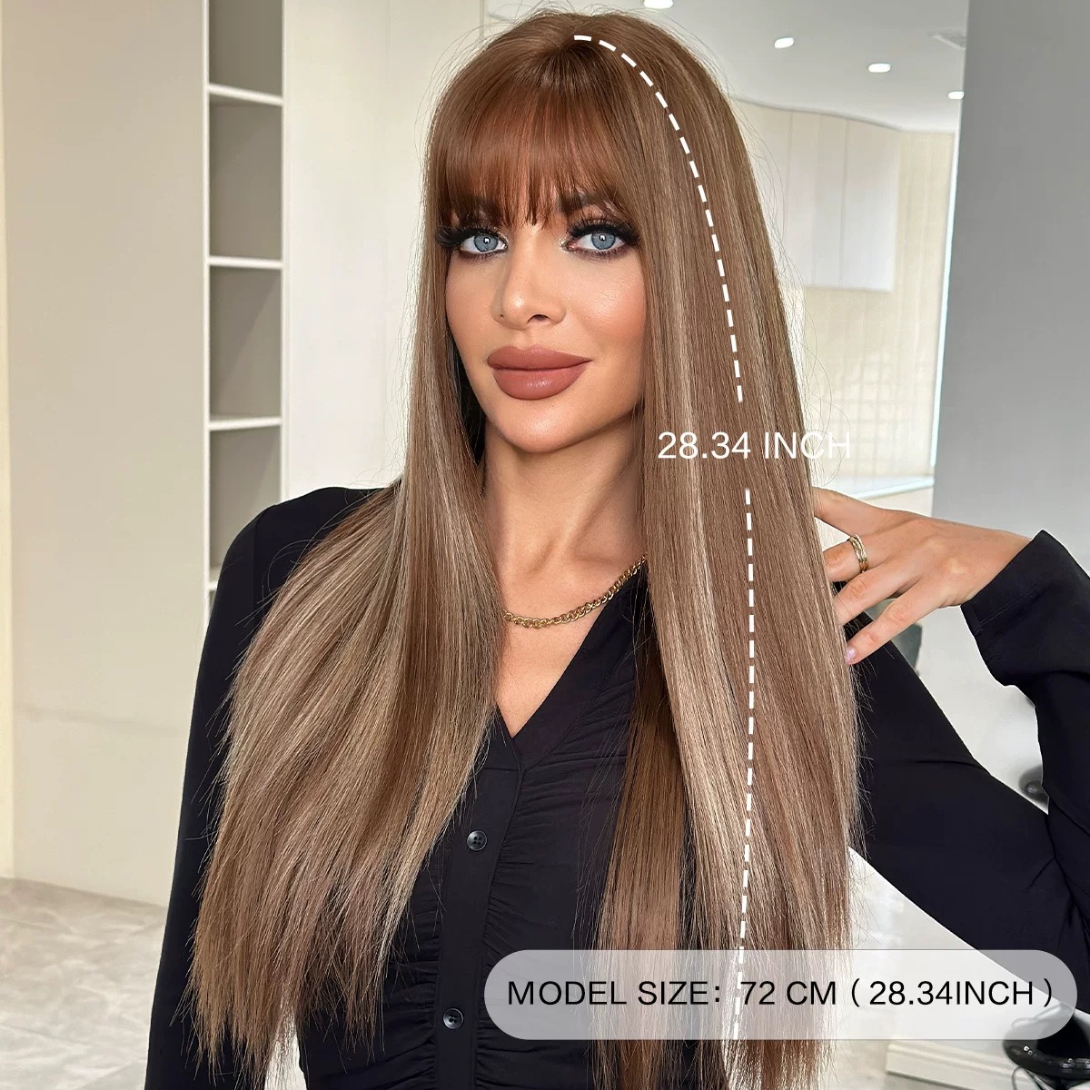 Premium Long Straight Brown Hair – Sleek & Natural Look