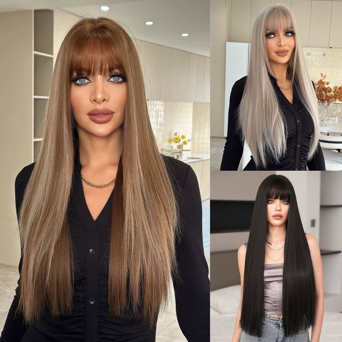 Premium Long Straight Brown Hair – Sleek & Natural Look