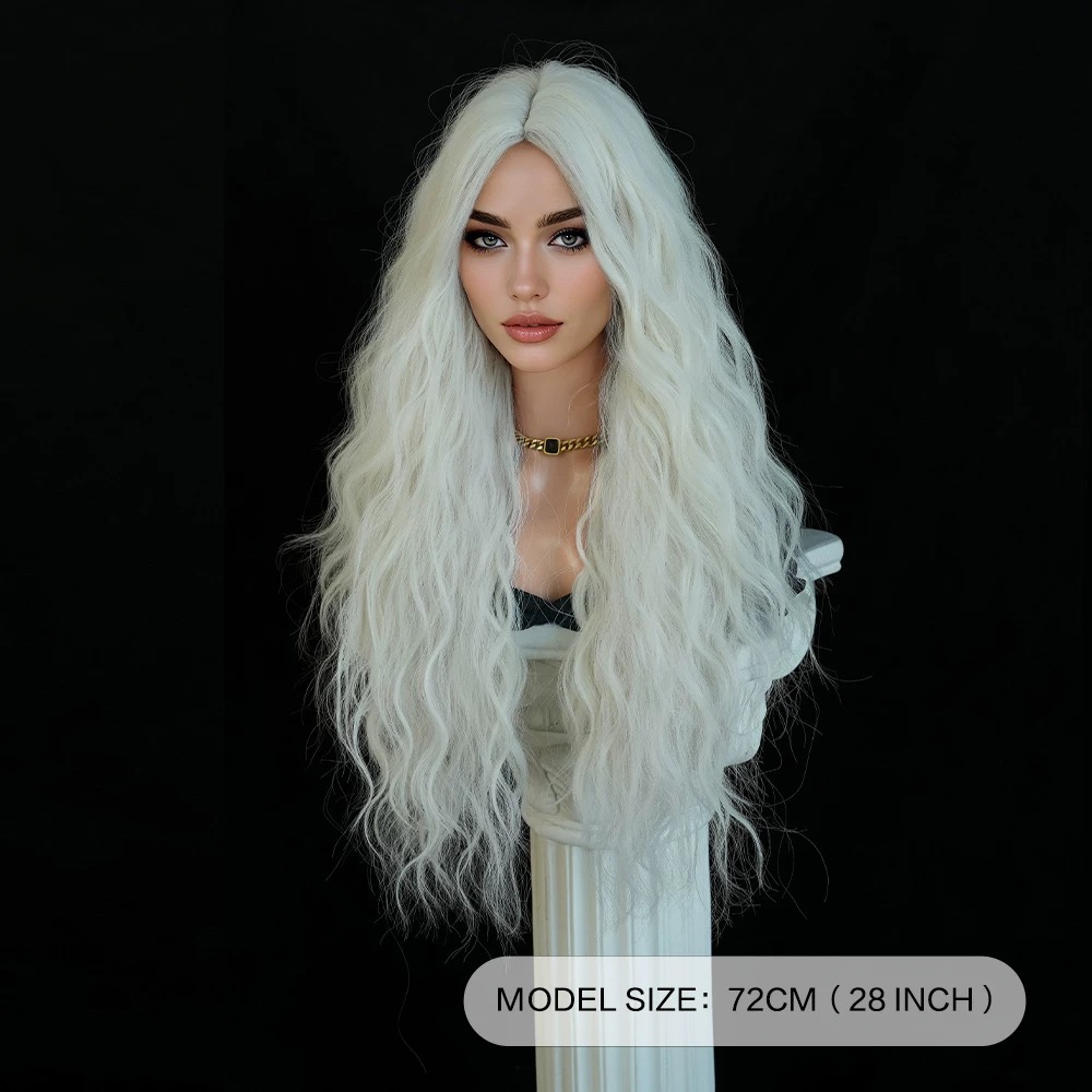 Long Wavy White Hair Extension – Luxurious, Silky, and Flowing