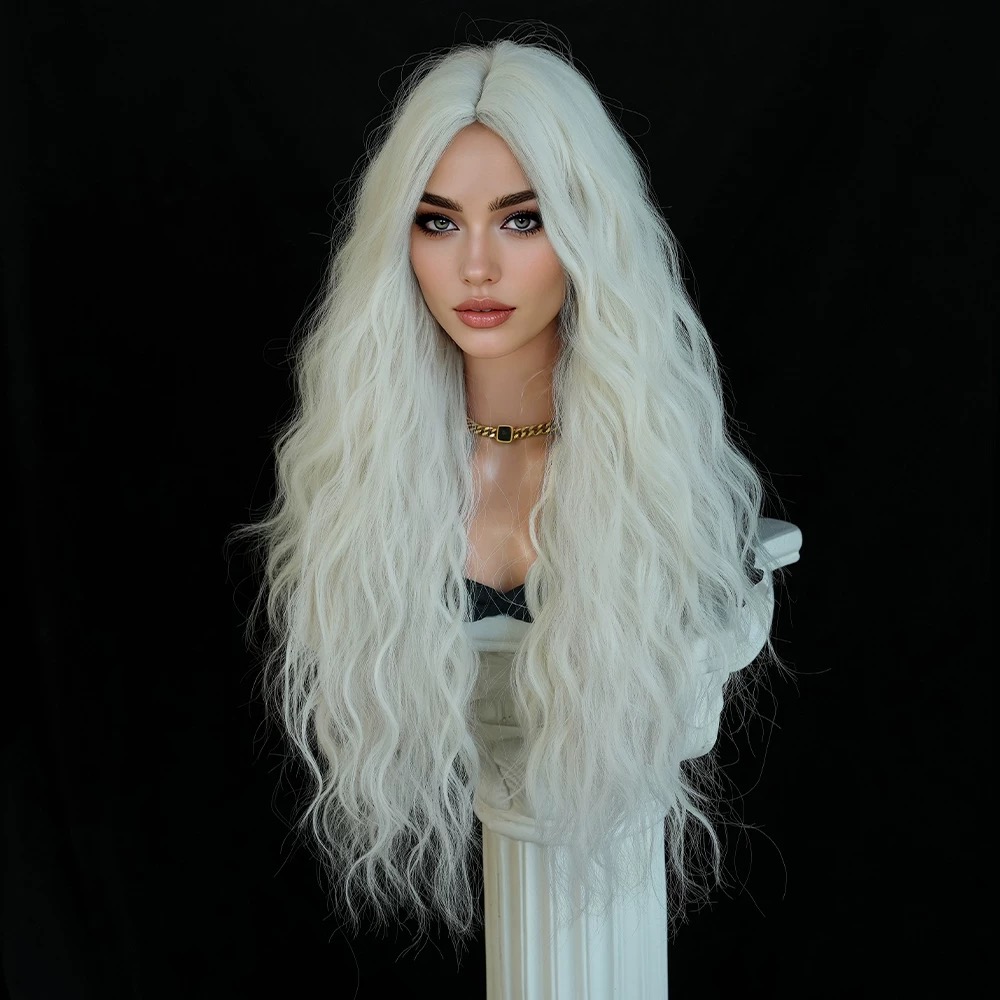 Long Wavy White Hair Extension – Luxurious, Silky, and Flowing
