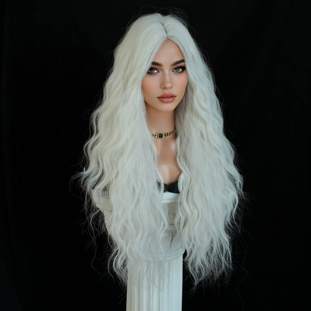 Long Wavy White Hair Extension – Luxurious, Silky, and Flowing