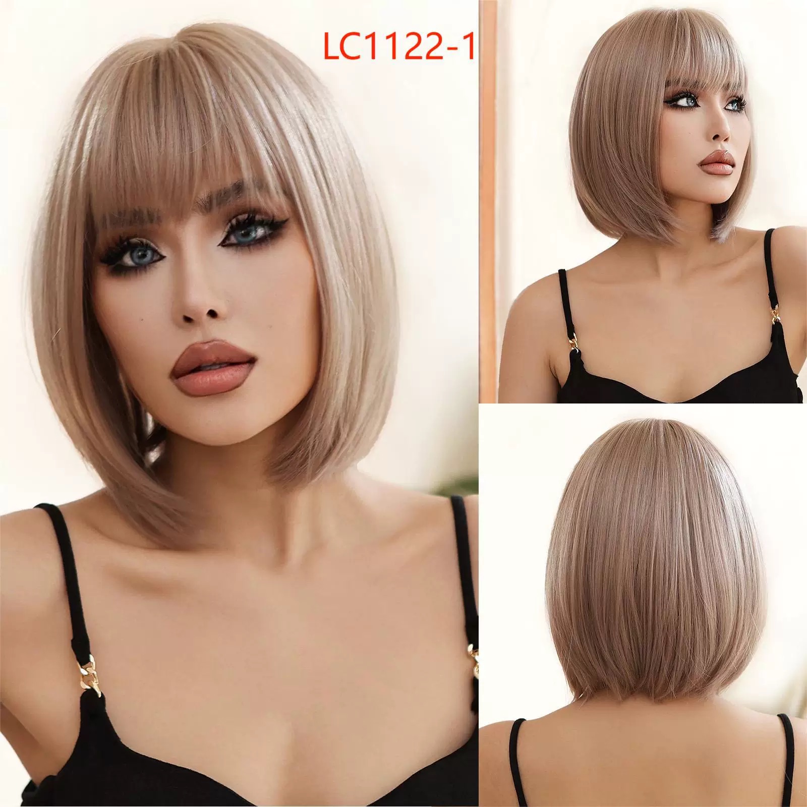 Light Gray Short Straight Hair – Sleek & Modern Synthetic Wig