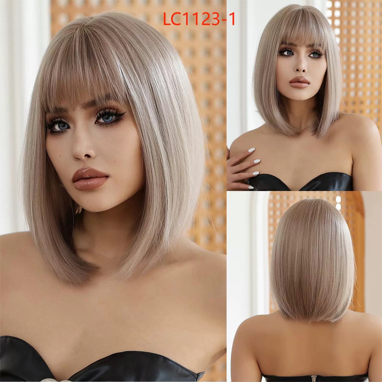 Light Gray Short Straight Hair – Sleek & Modern Synthetic Wig
