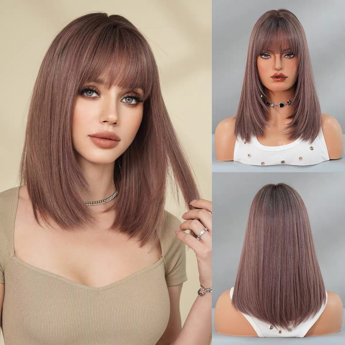 Short Straight Light Brown Hair – Sleek & Natural Look Wig