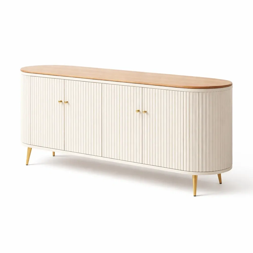 Buffet moderne blanc a portes striees