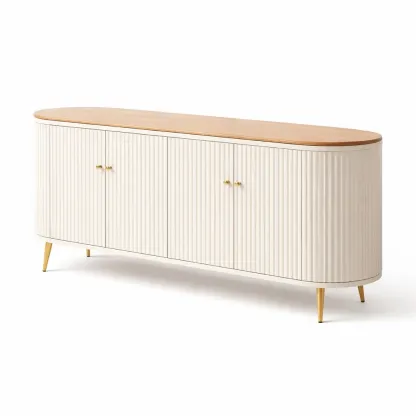 Buffet moderne blanc a portes striees