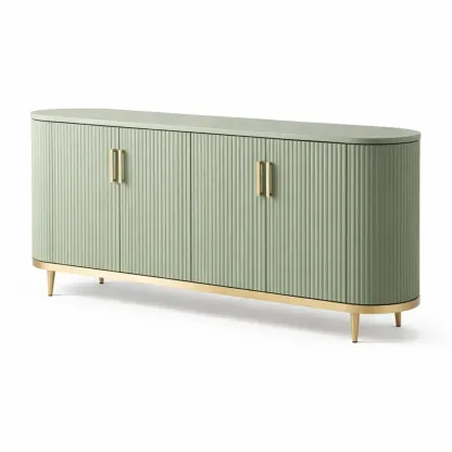 Buffet contemporain vert a portes striees