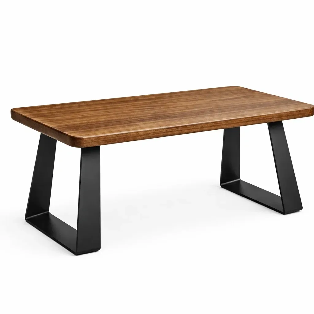 Table moderne bois avec pieds metal noirs
