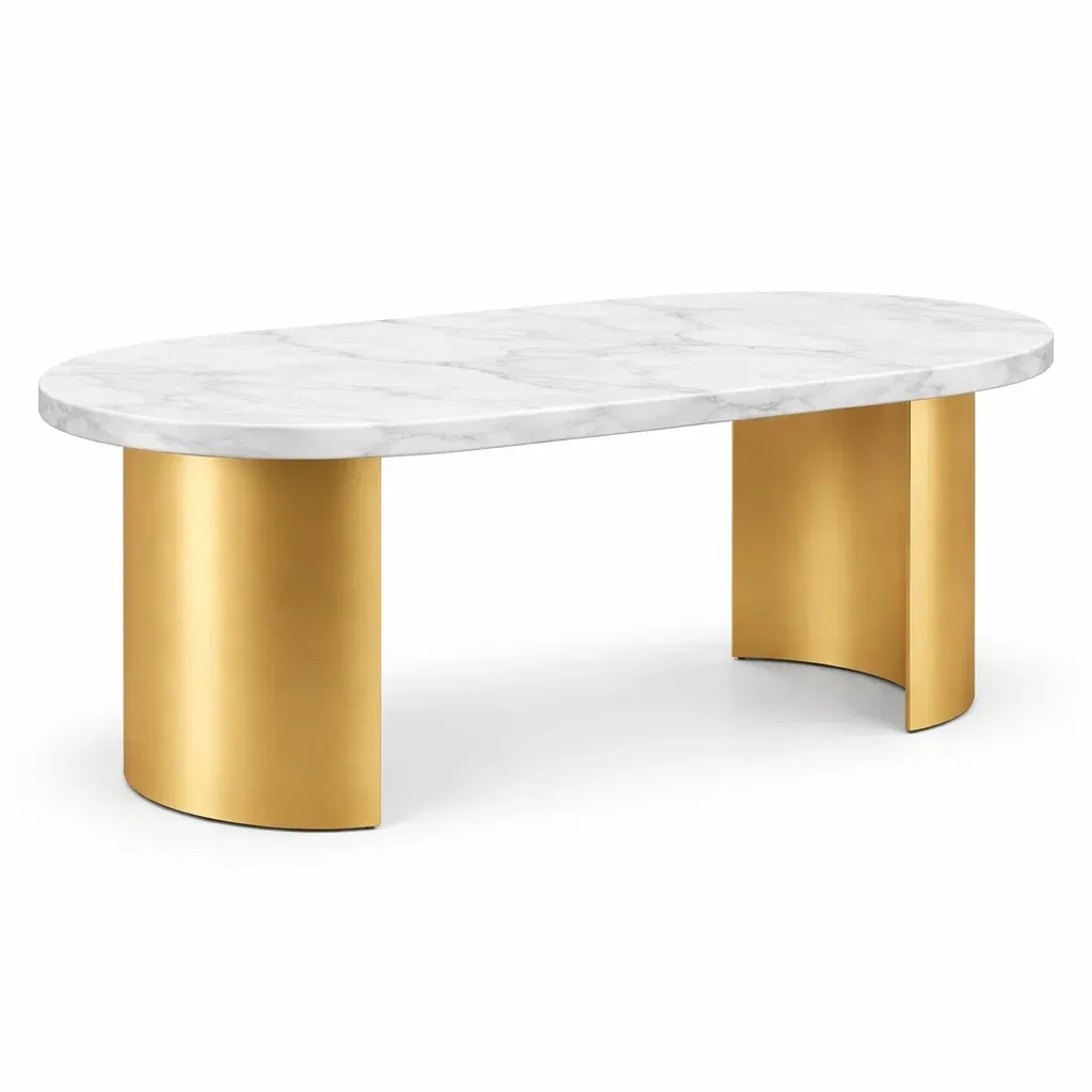 Table design blanche effet marbre