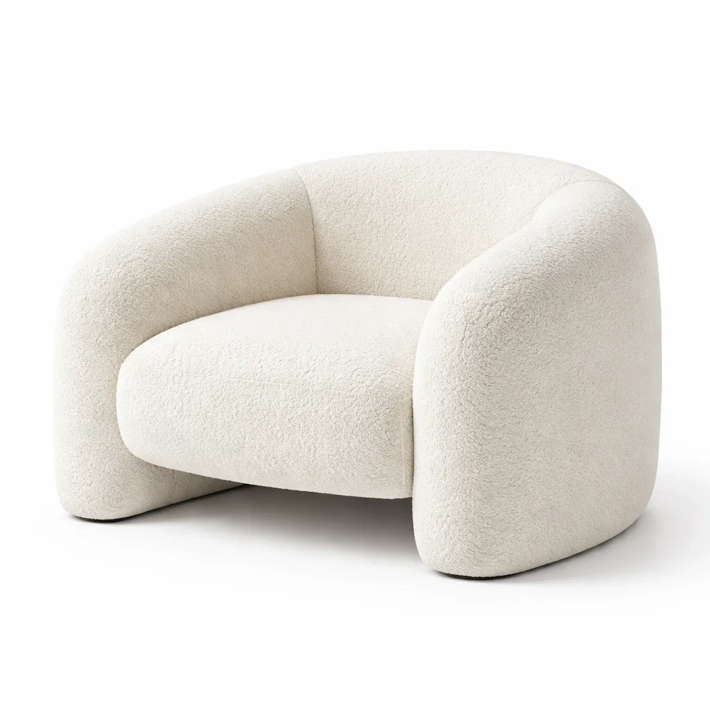Fauteuil design arrondi tissu texture-nordicnestle