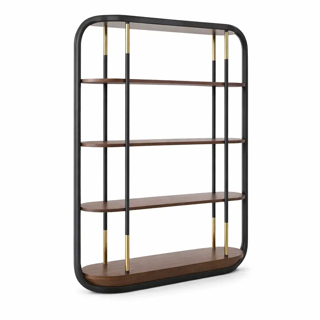 Bibliotheque design metal bois noir