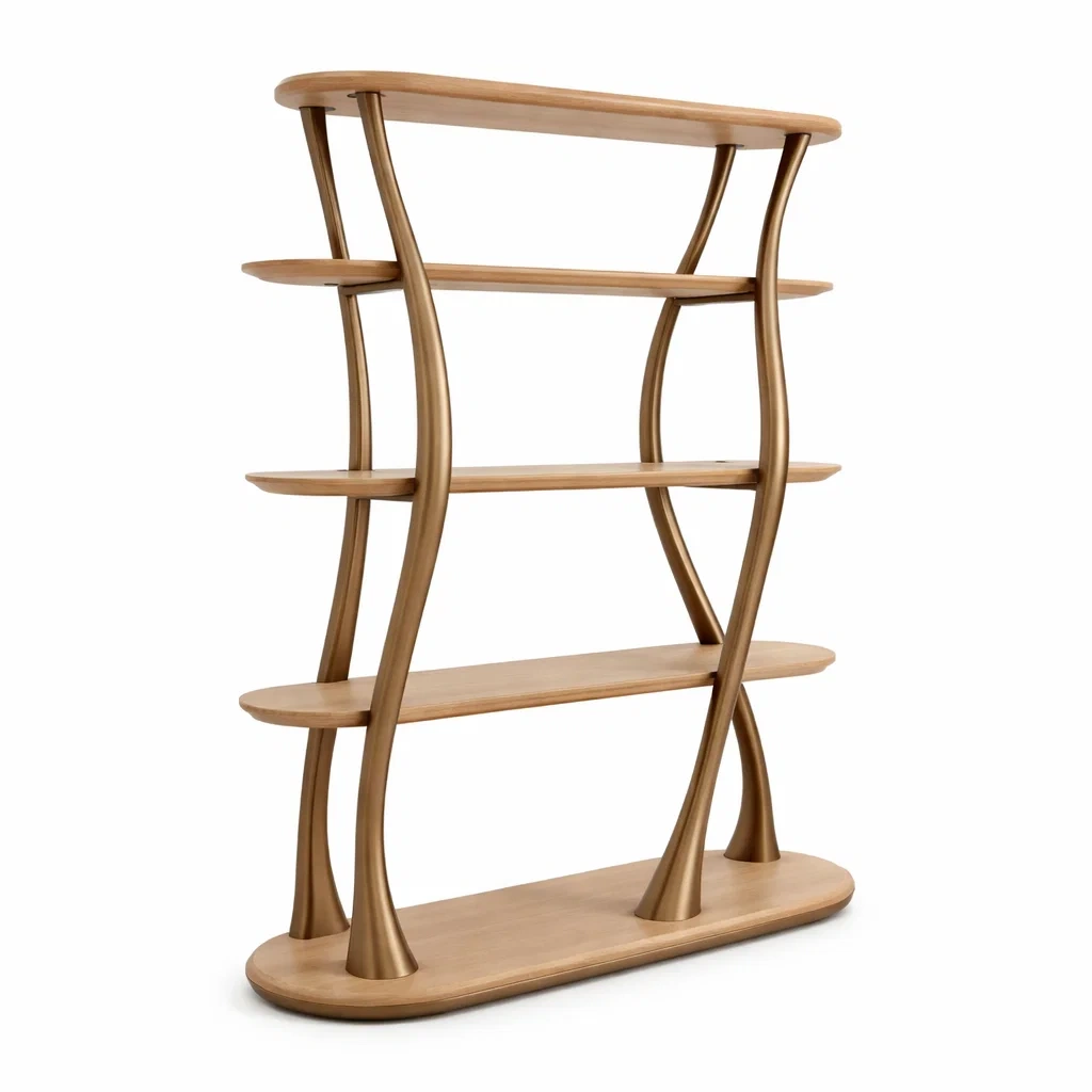 Bibliotheque design organique bois naturel