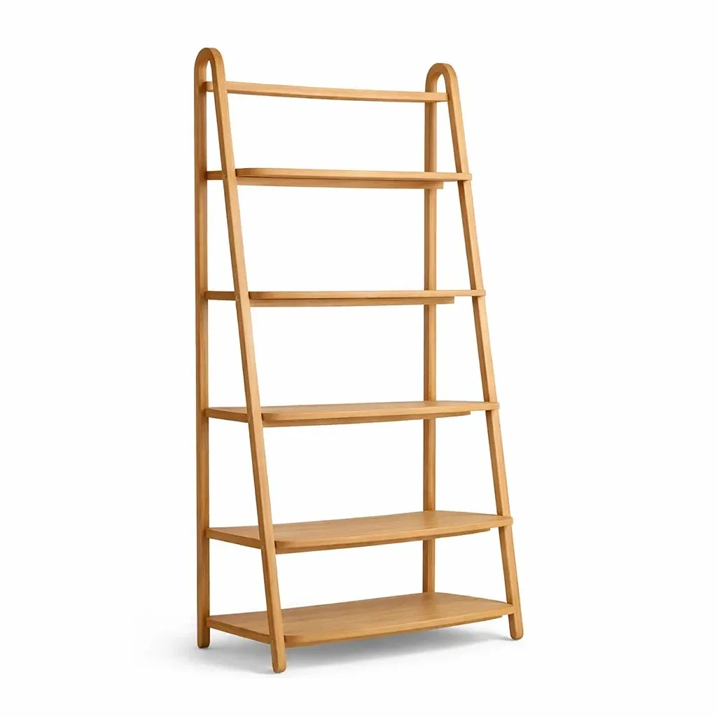 Bibliotheque echelle bois naturel